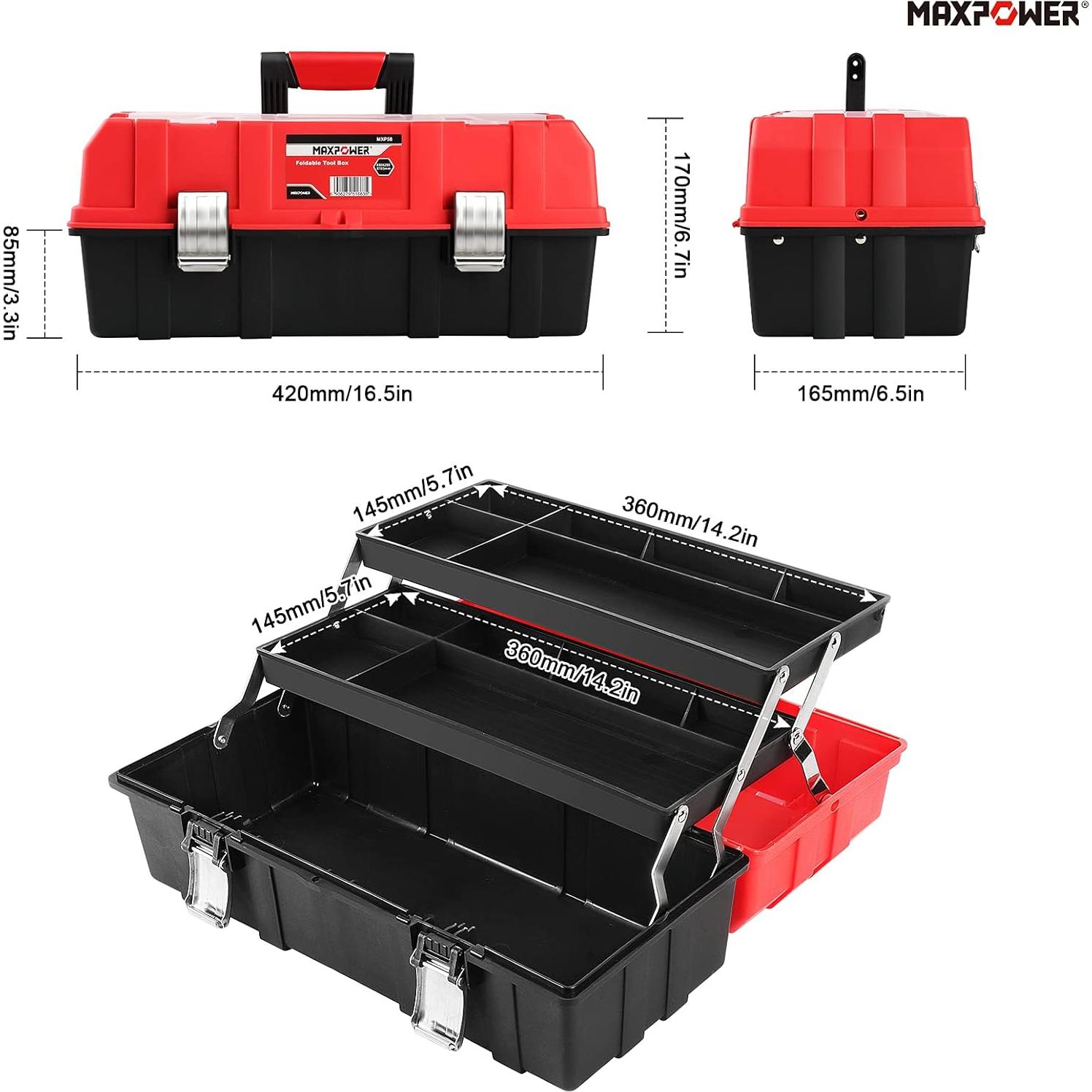 Caja de Herramientas MAXPOWER 40.64 cm Plegable 3 Capas