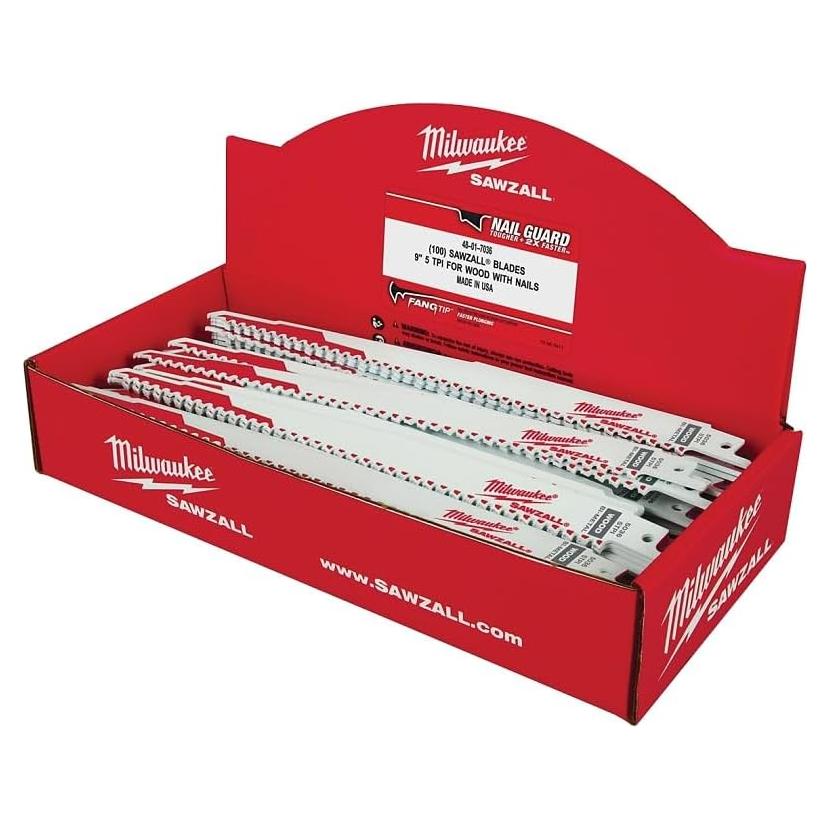 Hoja Recíproca Milwaukee 48-01-7036 9cm 100 Piezas Bi-Metal