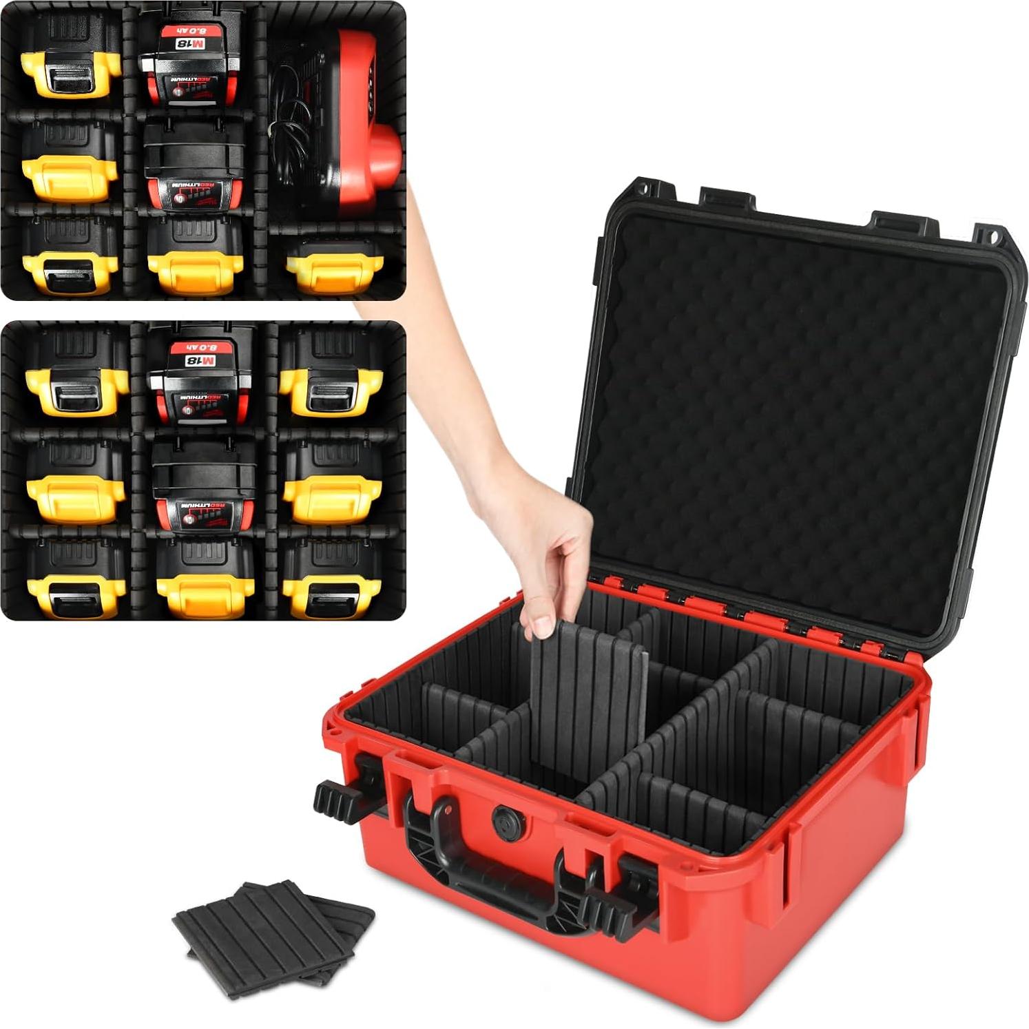 Estuche Duro HOSOCASE para Baterías Milwaukee M18/M12 9 Divisores