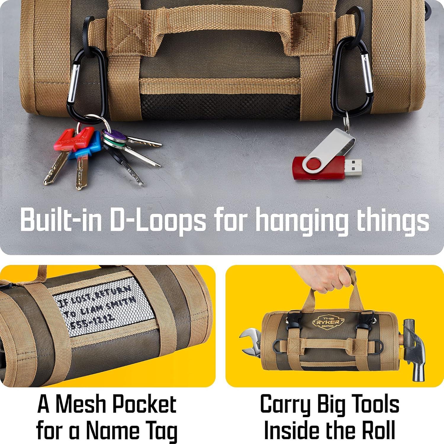 Bolsa de Herramientas Ryker Roll Up Caqui 6 Compartimentos