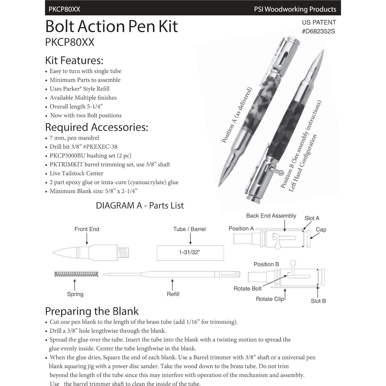 Kit de Bolígrafos de Cartucho de Balas Calibre 30 PSI
