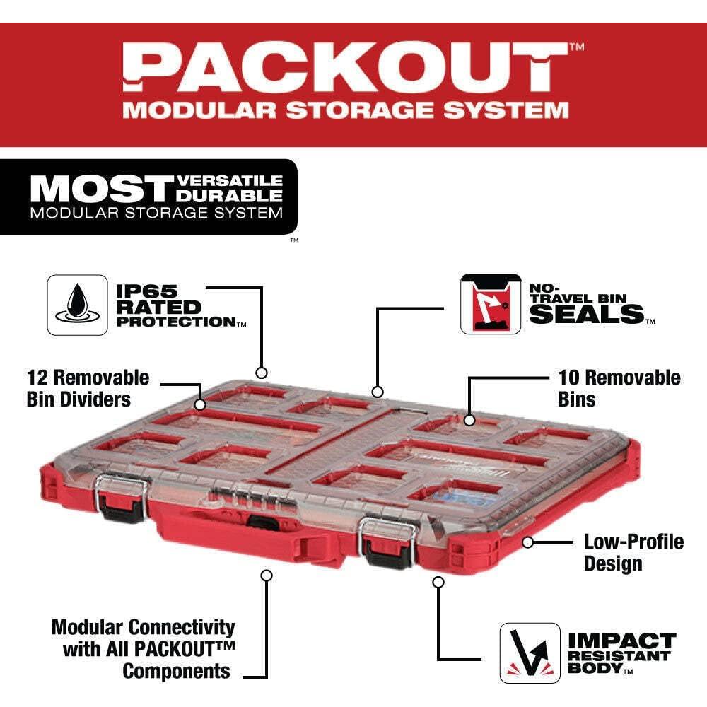 Organizador Milwaukee Packout 10 Compartimentos 50x24.6x6.3cm