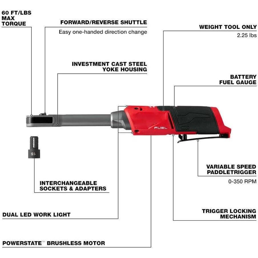 Llave de Carraca Milwaukee M12 FUEL 12V Alcance Extendible