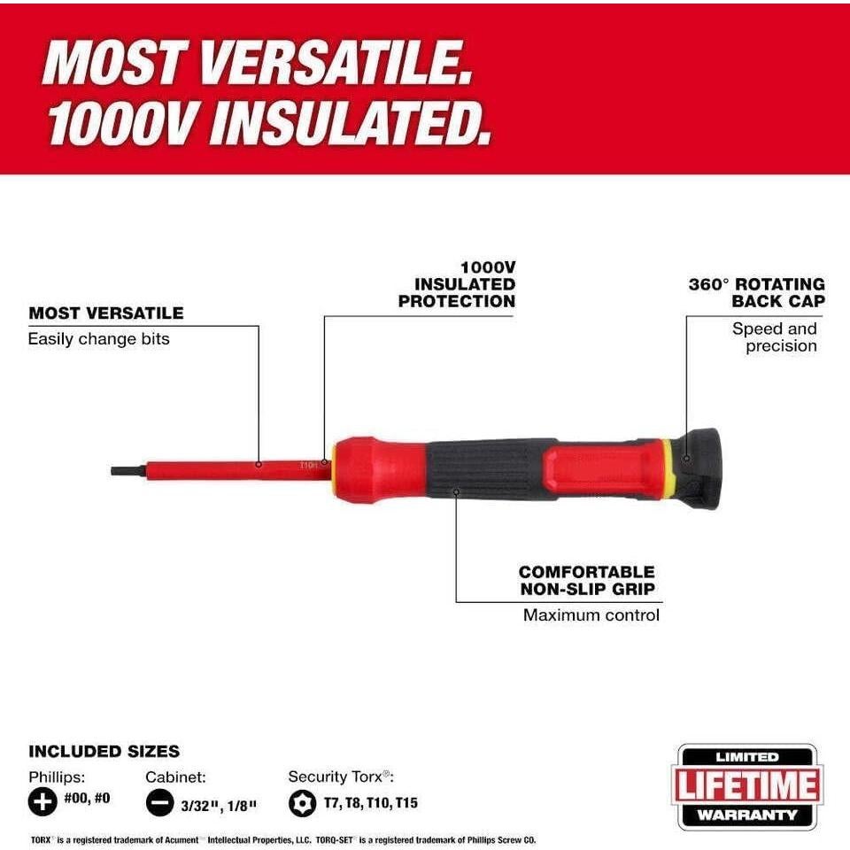 Tools,Screwdriver Set, Tool Set,Mechanics Tool Set,Screw Drivers For Milwaukee 48-22-2217 8-In-1 1000v Insulated Precision Multi-Bit Screwdriver Set