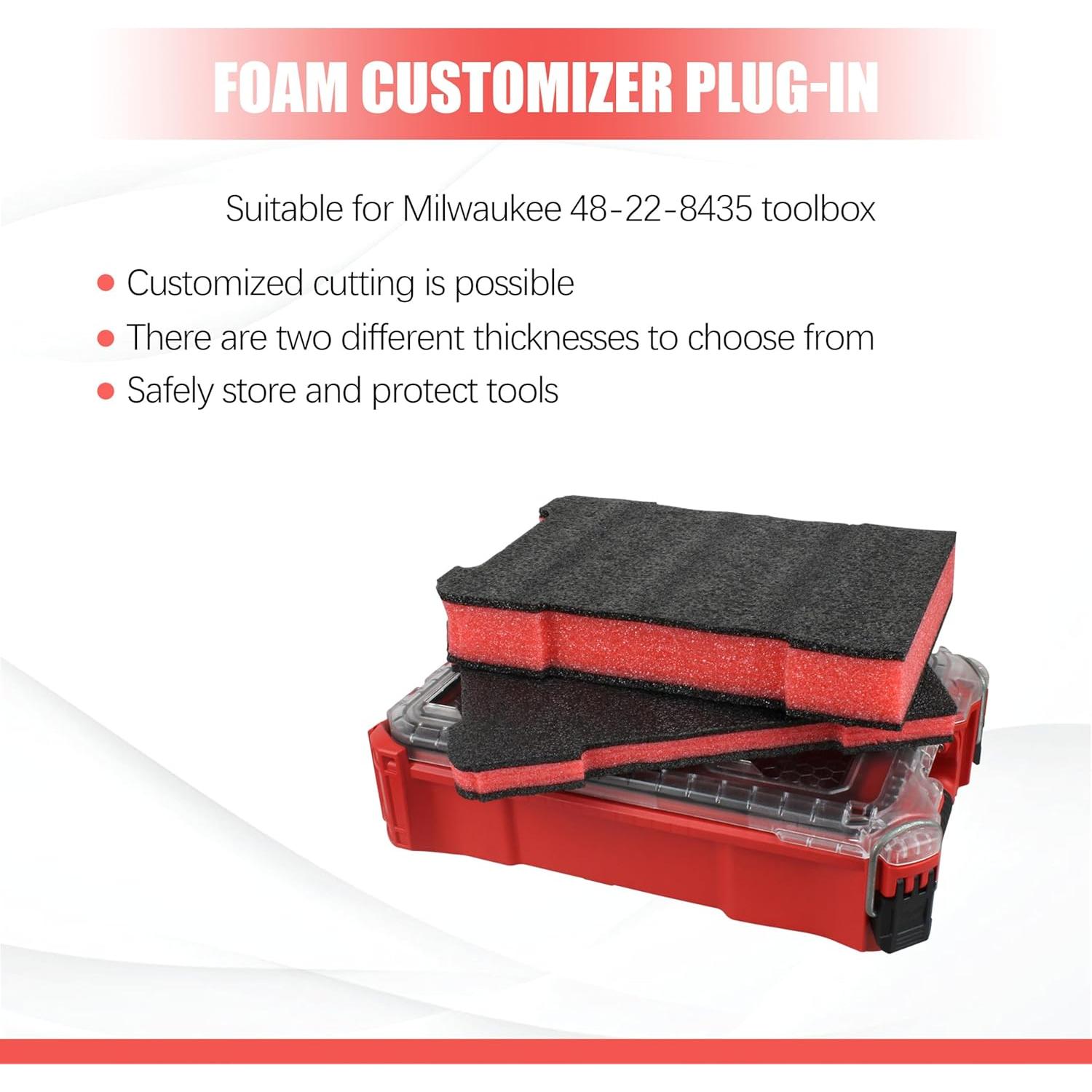 Inserto de espuma Packout YETTAT para Milwaukee 48-22-8435, 2 piezas