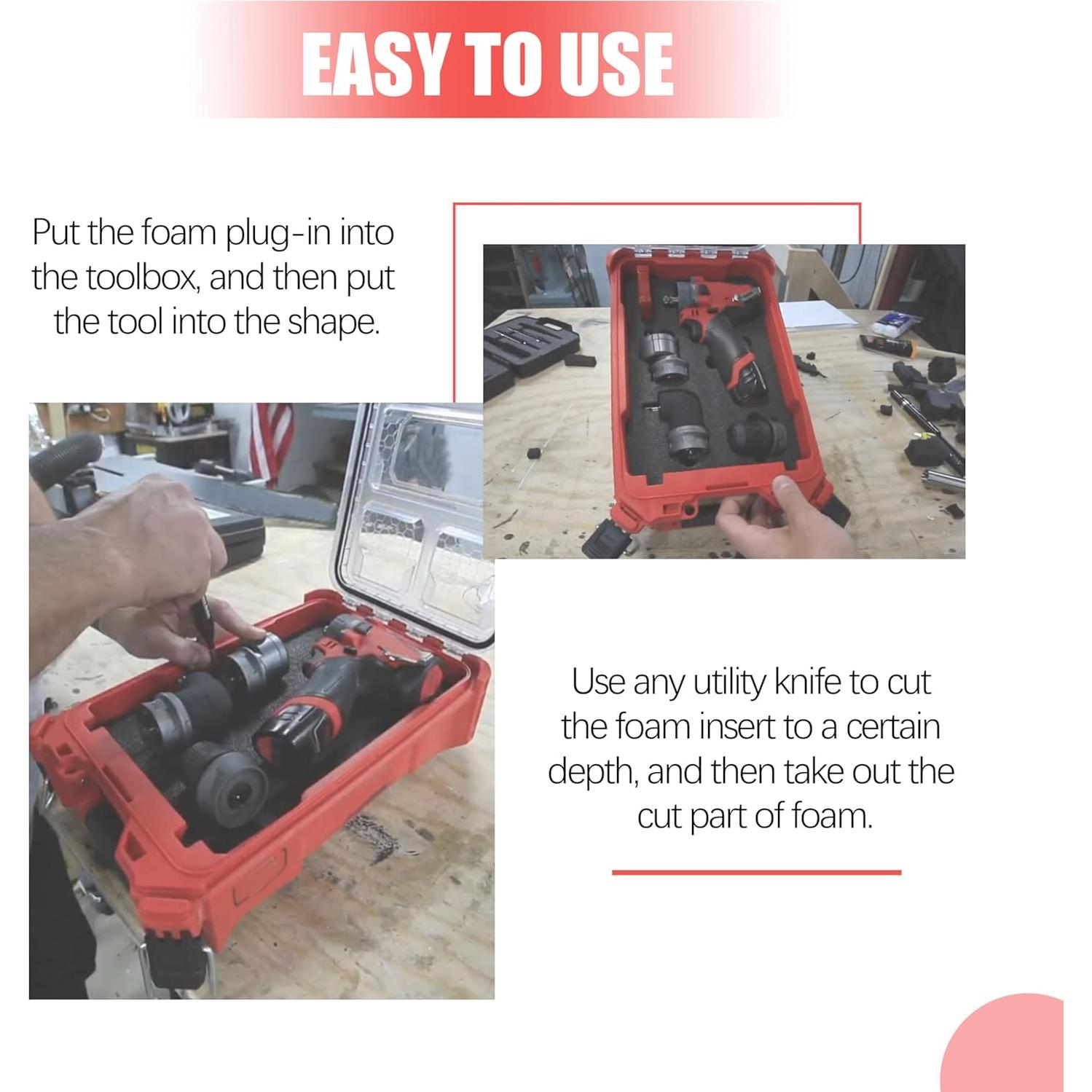 Inserto de espuma Packout YETTAT para Milwaukee 48-22-8435, 2 piezas