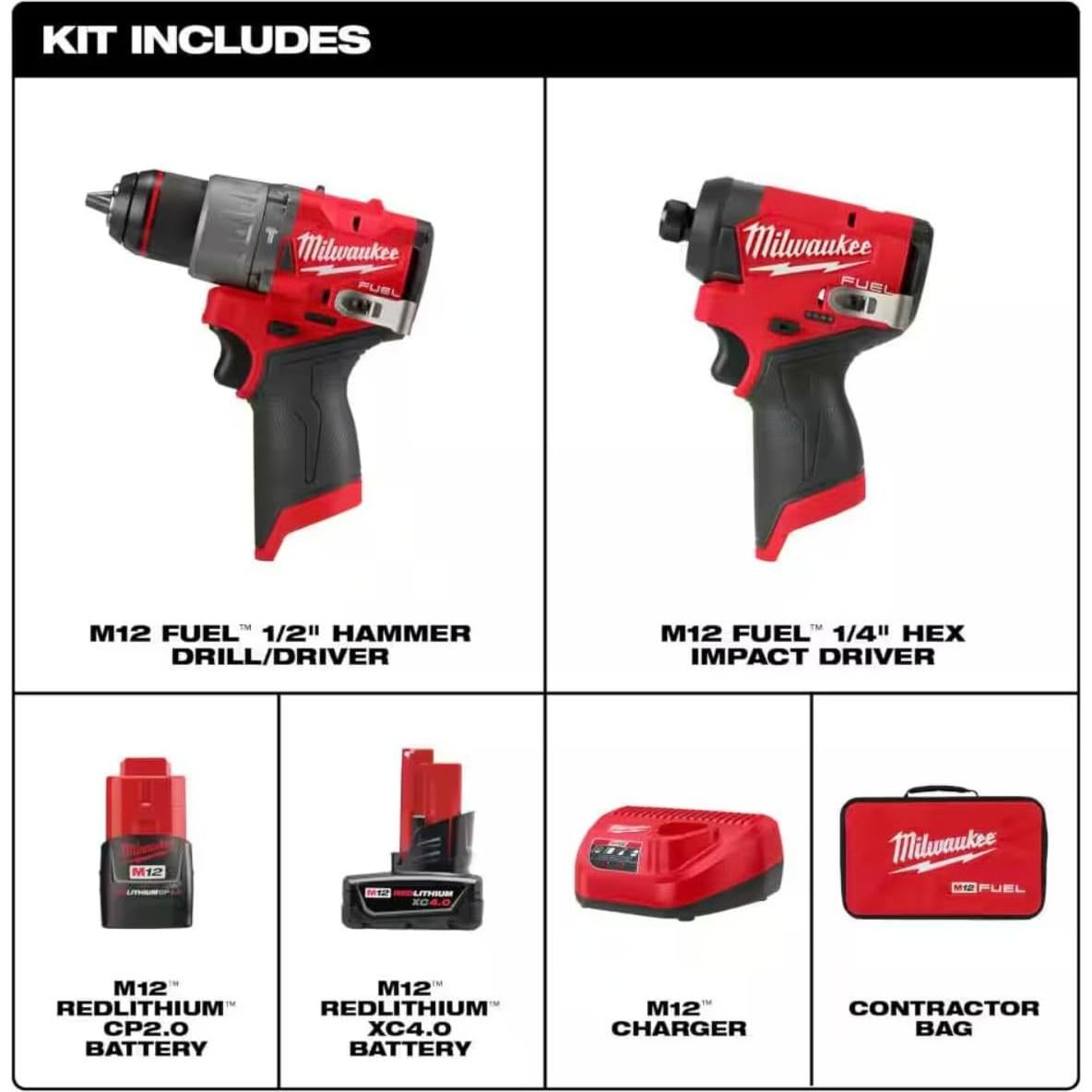 Taladro Percusión Milwaukee M12 FUEL 12V + Destornillador
