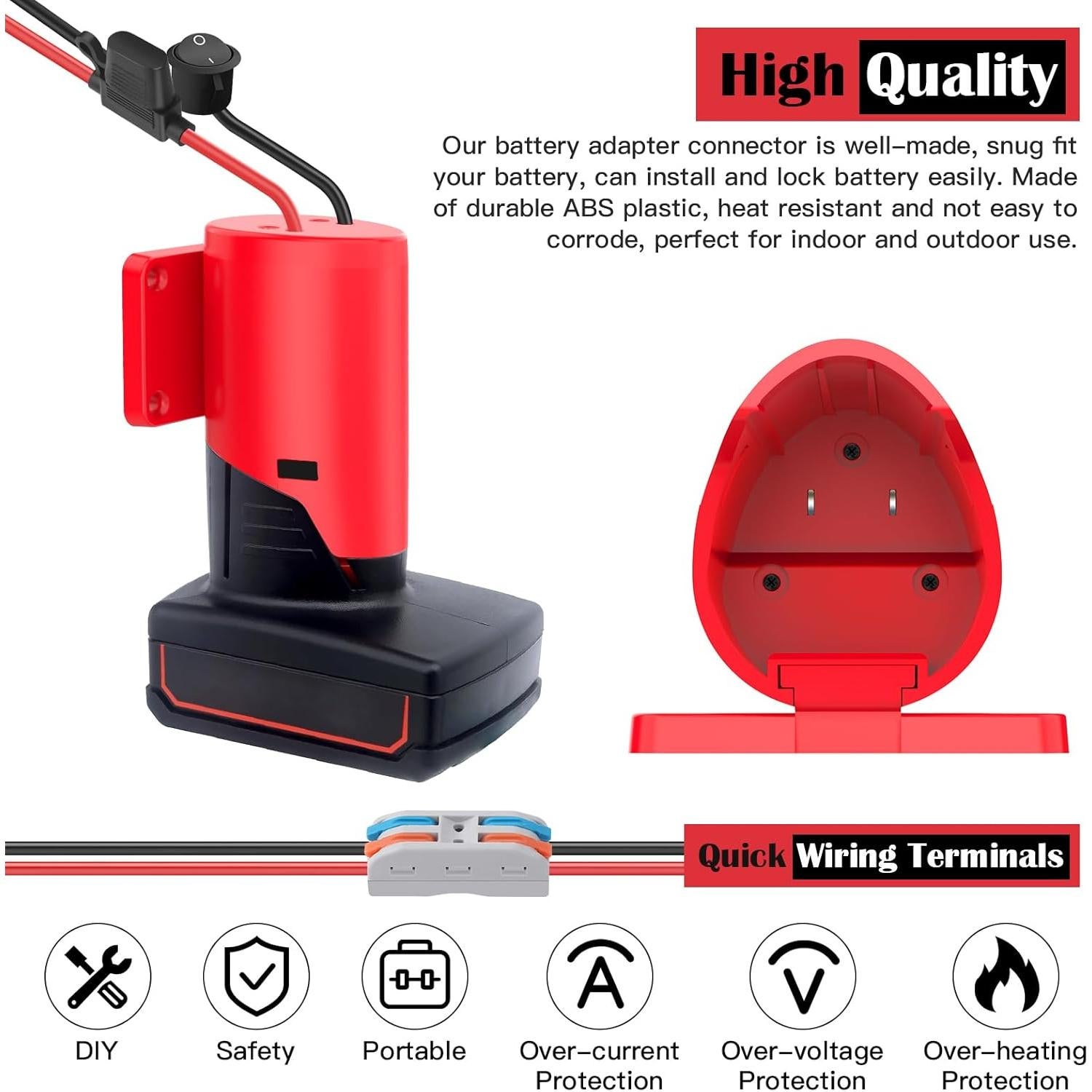 Adaptador de Batería Milwaukee M12 2 Paquetes 12V con Fusible