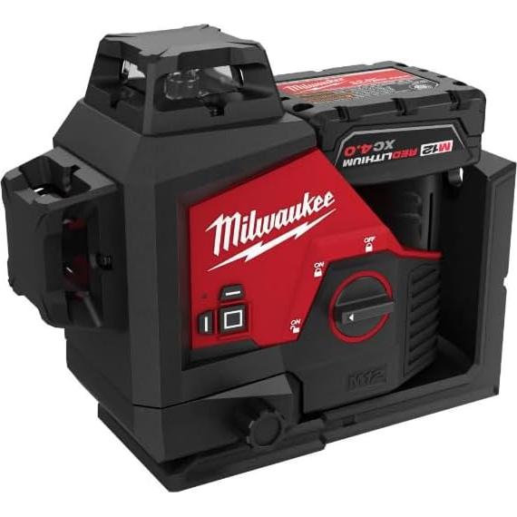 Nivel Láser Milwaukee M12 Verde 360° 3 Planos + Carro Premium