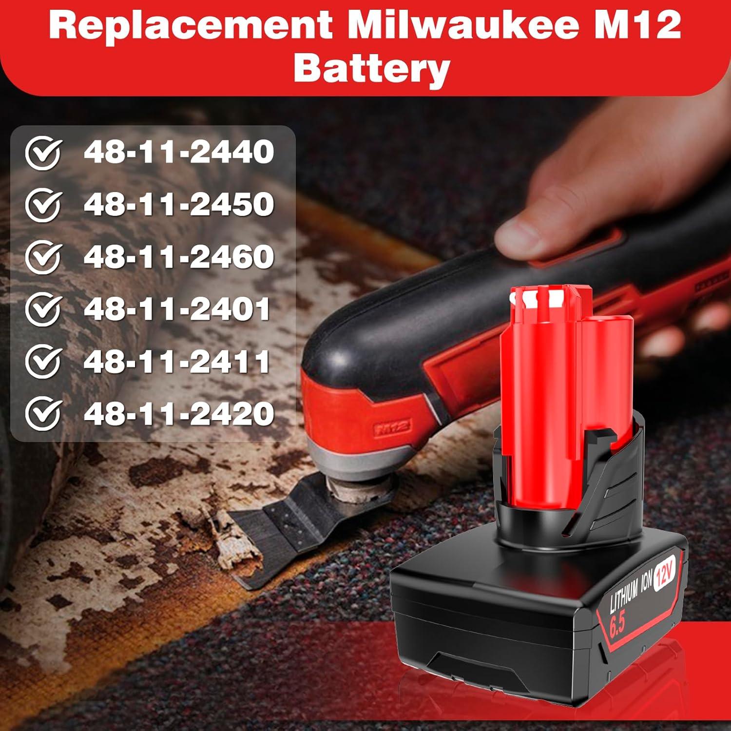 Batería y Cargador Dual Powilling 12V 6500mAh para Milwaukee