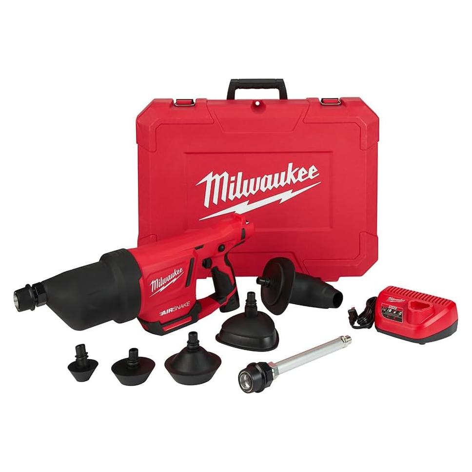 Kit de limpieza de desagües Milwaukee M12 AIRSNAKE 10,67 m