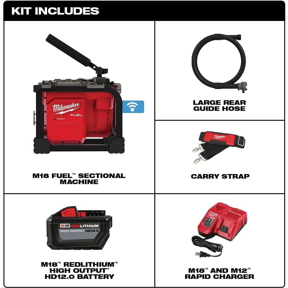 Máquina Seccional de Limpieza de Drenajes Inalámbrica Milwaukee M18 FUEL 18V