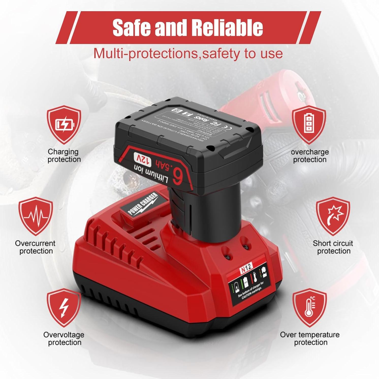 Baterías Powilling 12V 6.5Ah + Cargador para Milwaukee M12