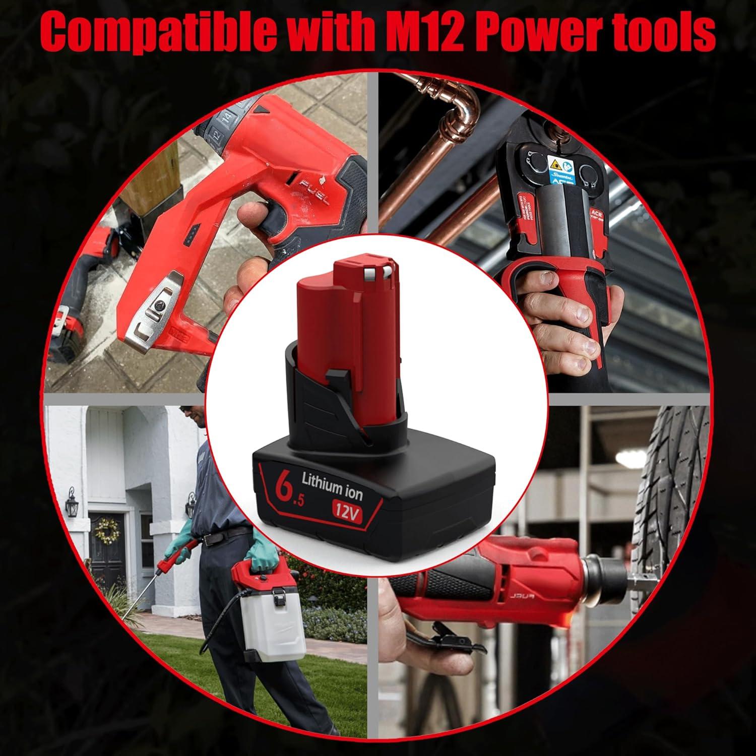 Baterías Powilling 12V 6.5Ah + Cargador para Milwaukee M12