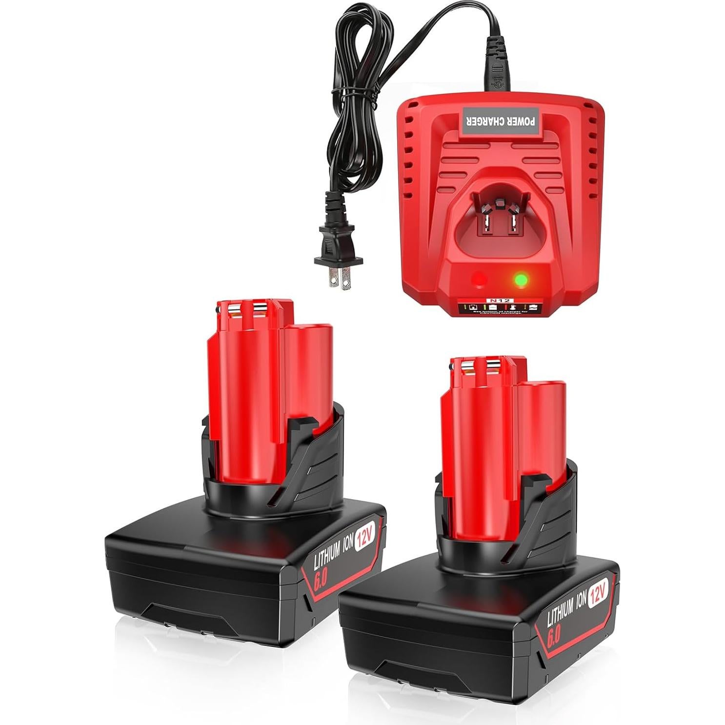 Baterías Powilling 12V 6.5Ah + Cargador para Milwaukee M12