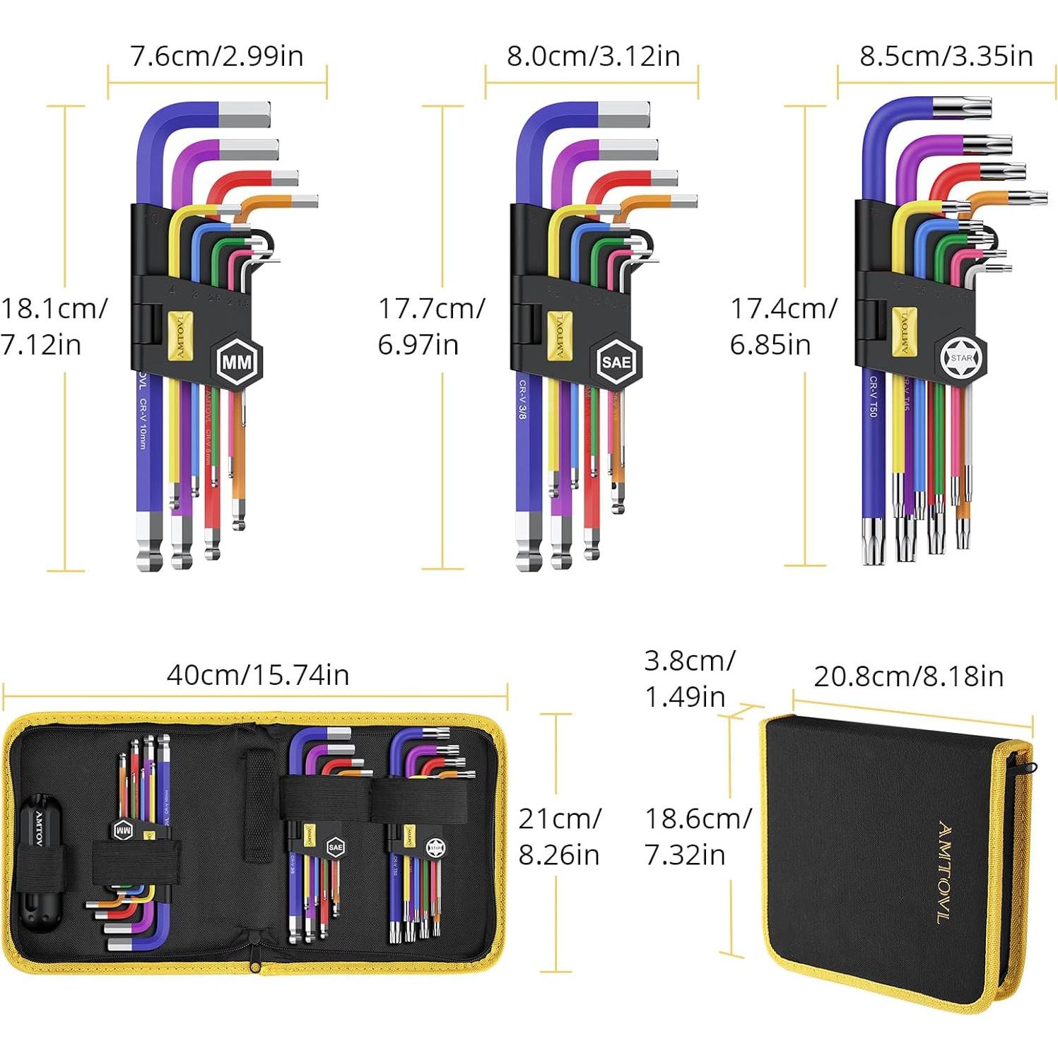 Juego de Llaves Allen AMTOVL 27 Piezas Métricas y SAE