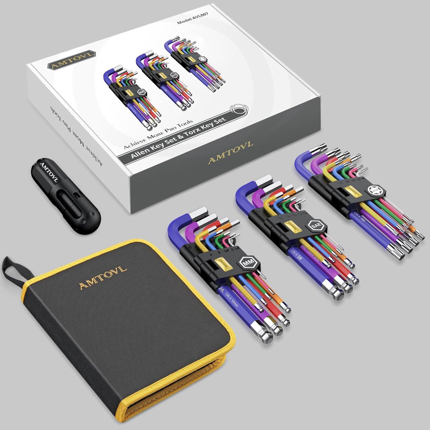 Juego de Llaves Allen AMTOVL 27 Piezas Métricas y SAE