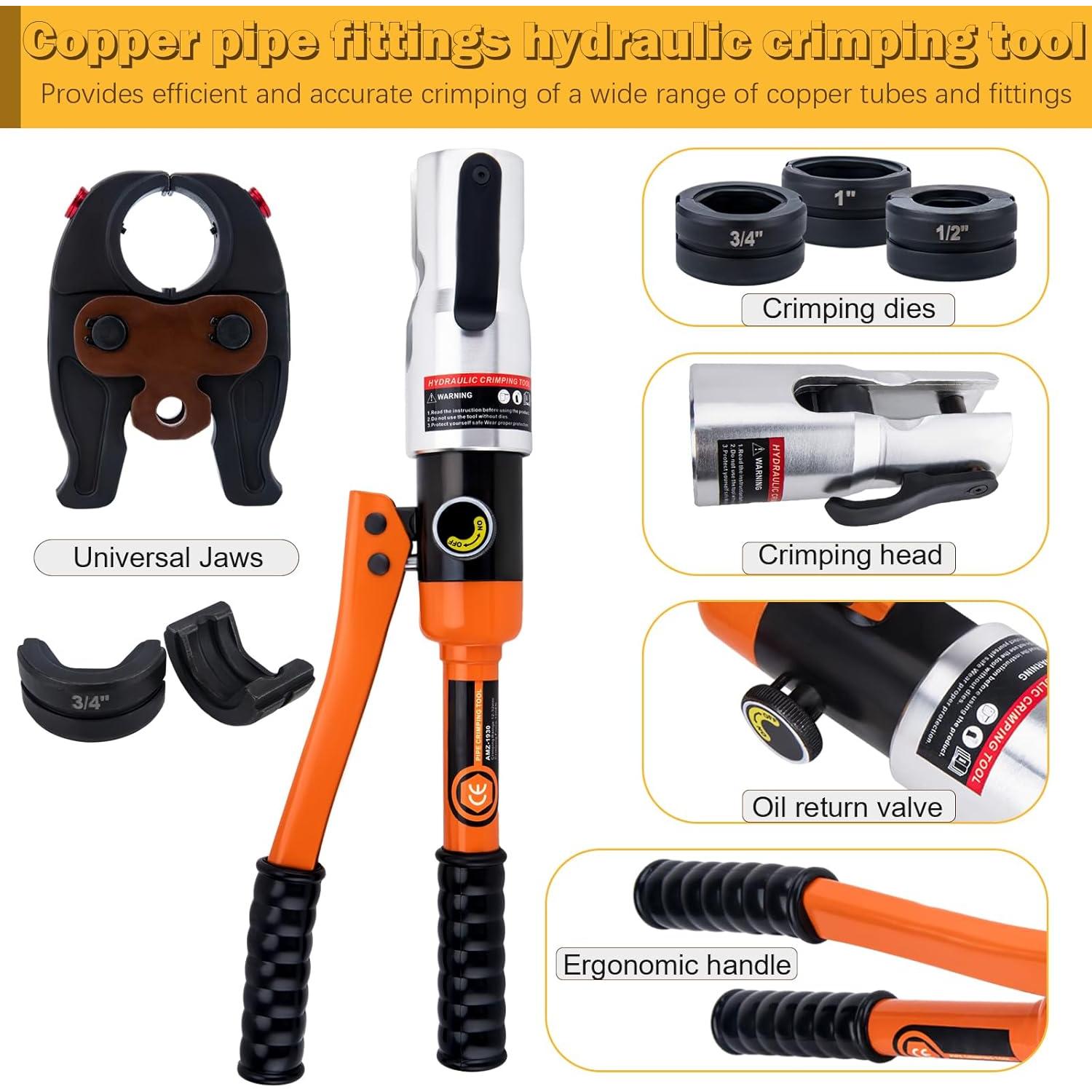 Herramienta de Crimpado ASDFGHT Tubos de Cobre 1,27-2,54 cm