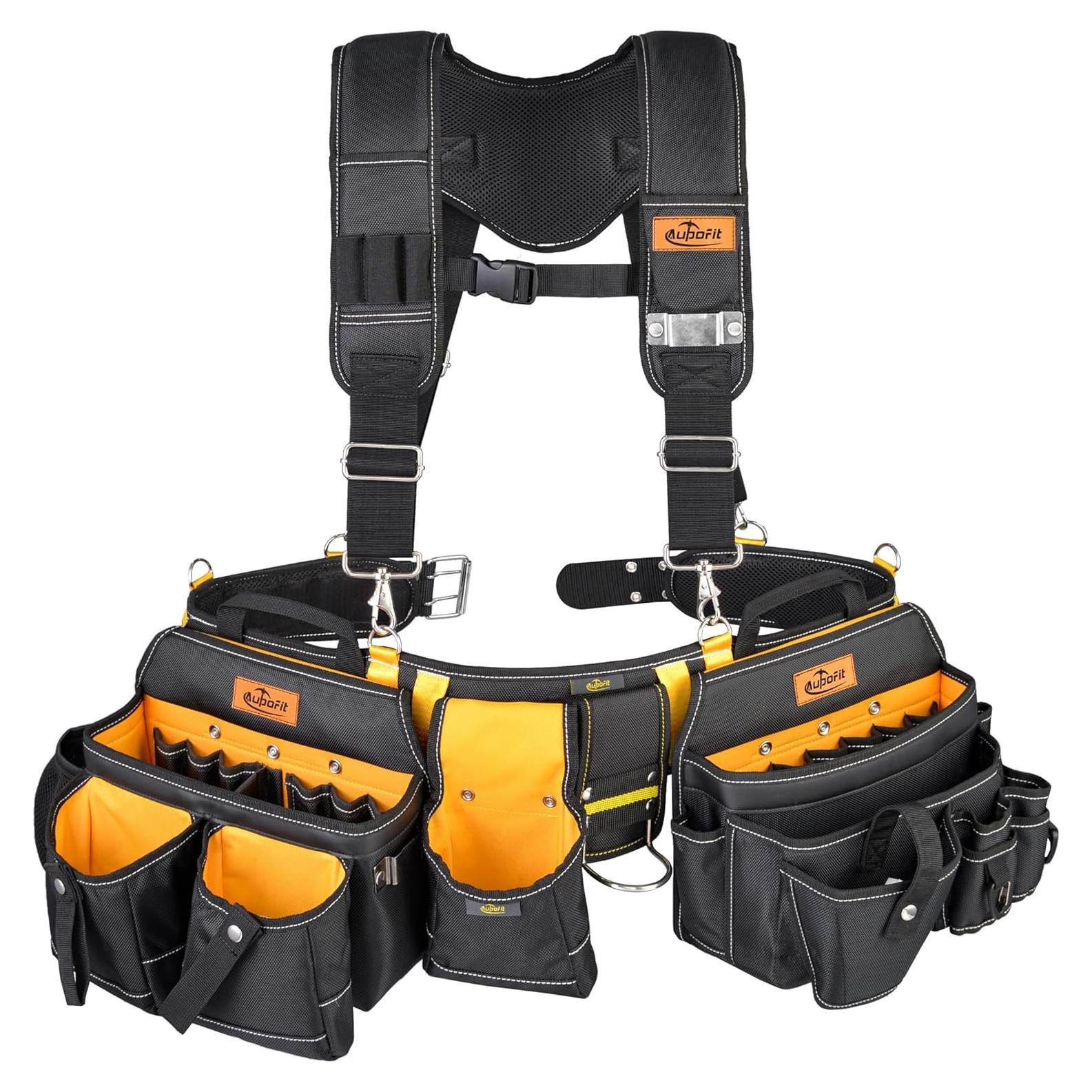 Cinturón de herramientas Aupofit 7 piezas 32 bolsillos negro