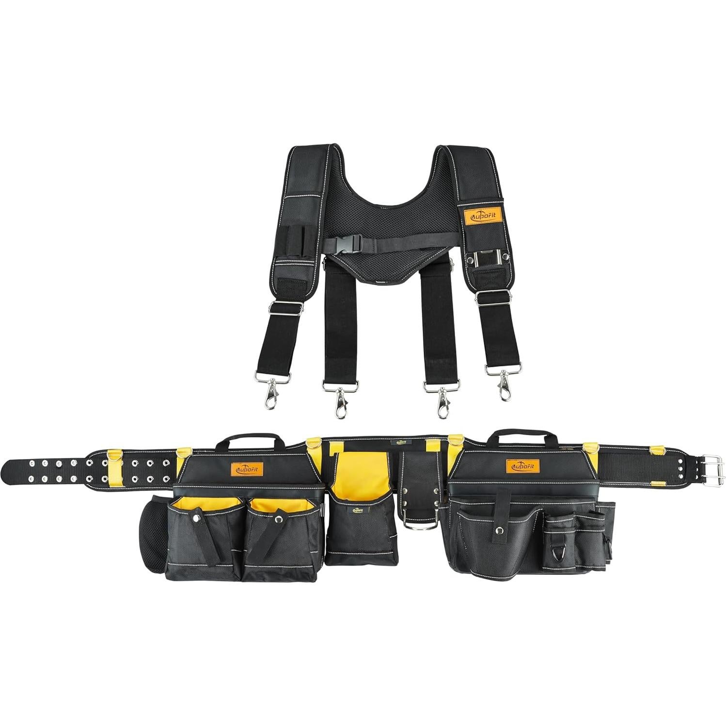Cinturón de herramientas Aupofit 7 piezas 32 bolsillos negro