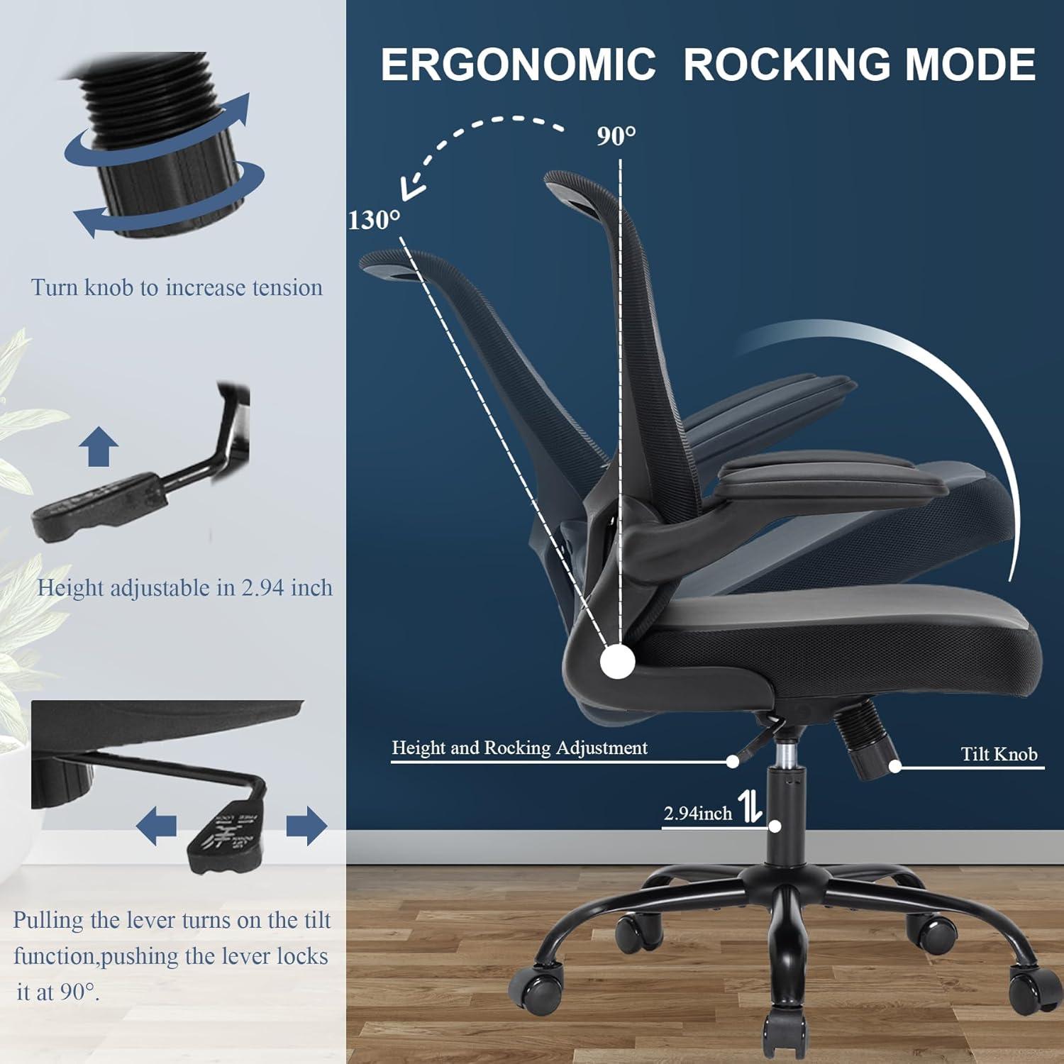 Silla de Oficina TOPBSHODC Ergonómica con Soporte Lumbar