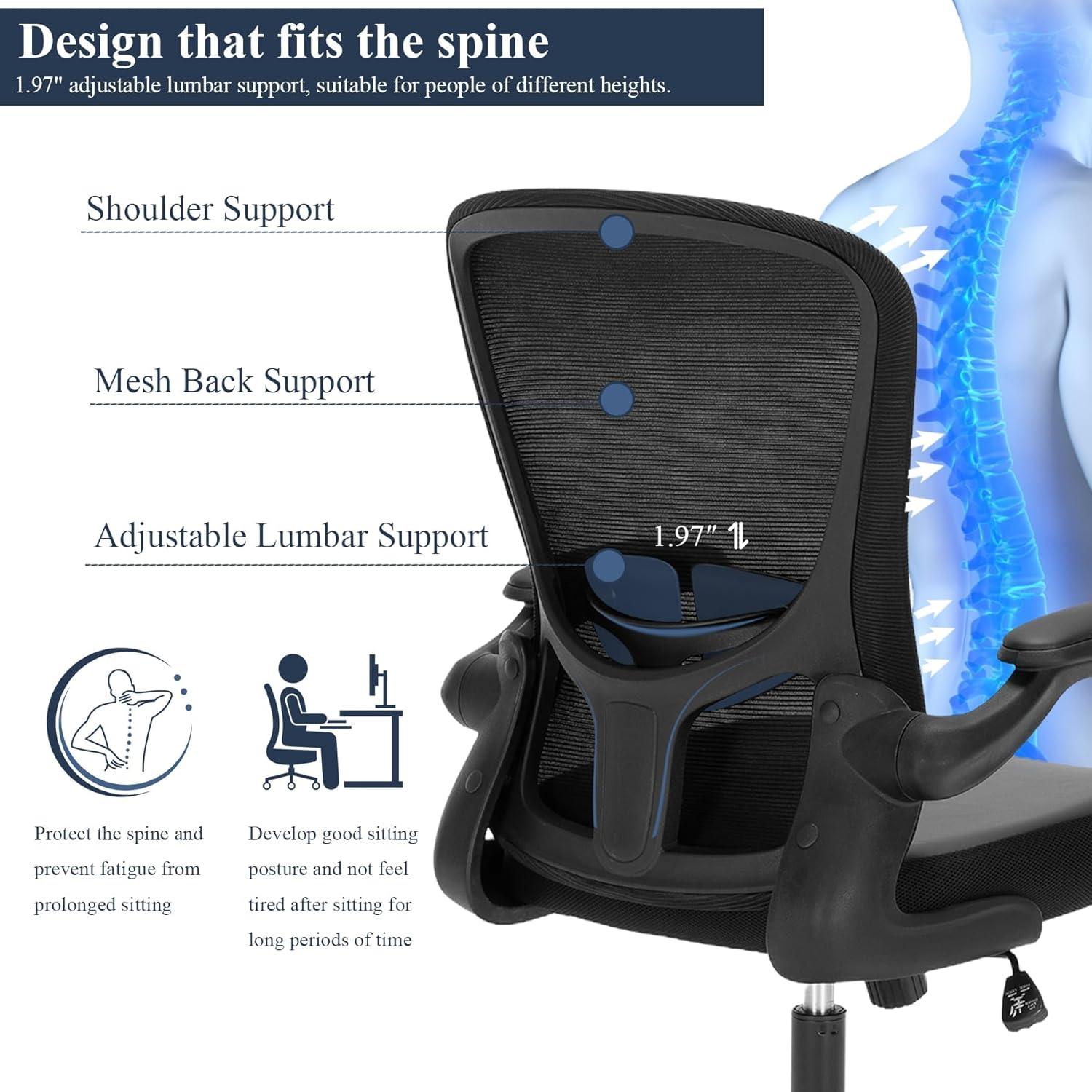 Silla de Oficina TOPBSHODC Ergonómica con Soporte Lumbar