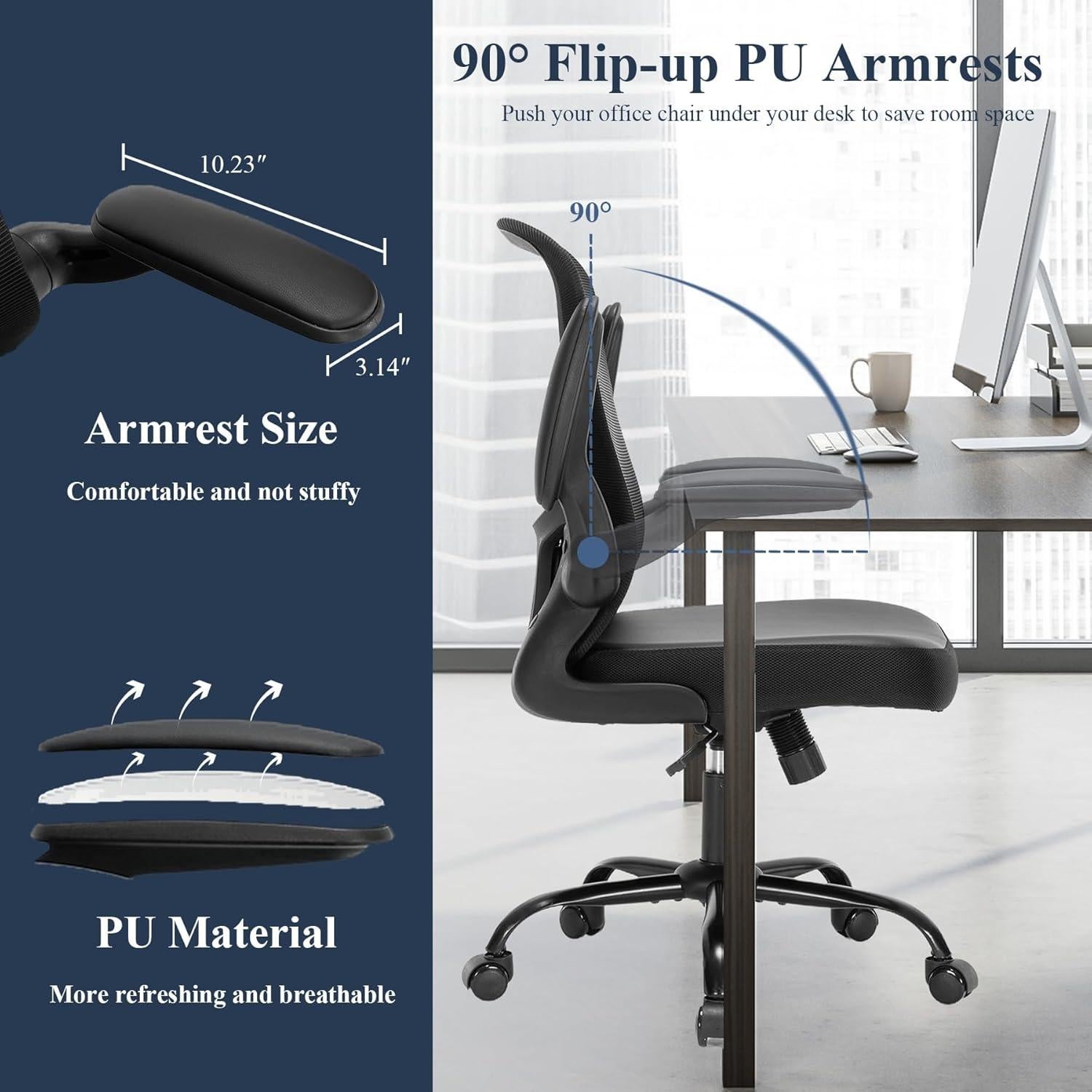 Silla de Oficina TOPBSHODC Ergonómica con Soporte Lumbar