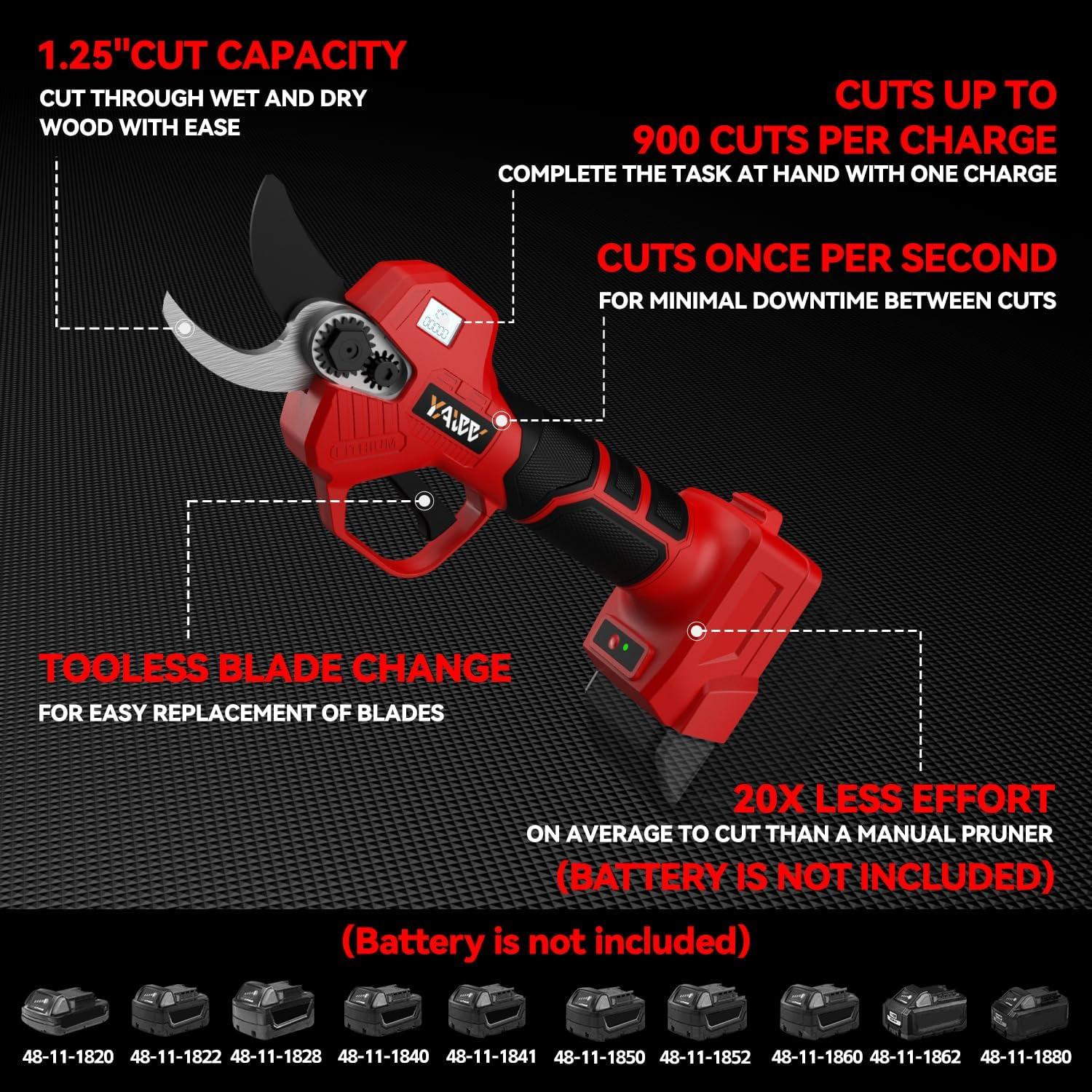 Tijeras de Podar Eléctricas YAWV para Milwaukee 18V, 2-3 cm
