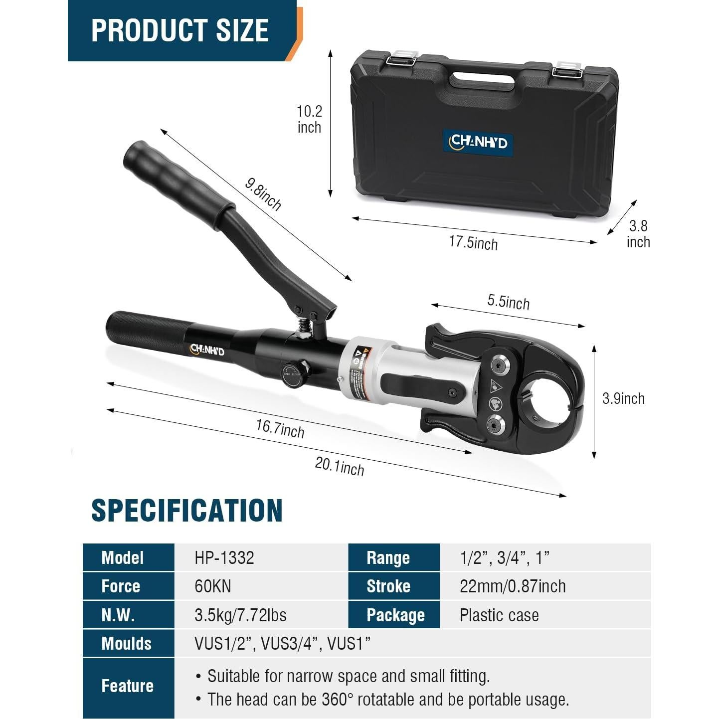 Juego de herramientas de prensado CHANHYD para tubos de cobre