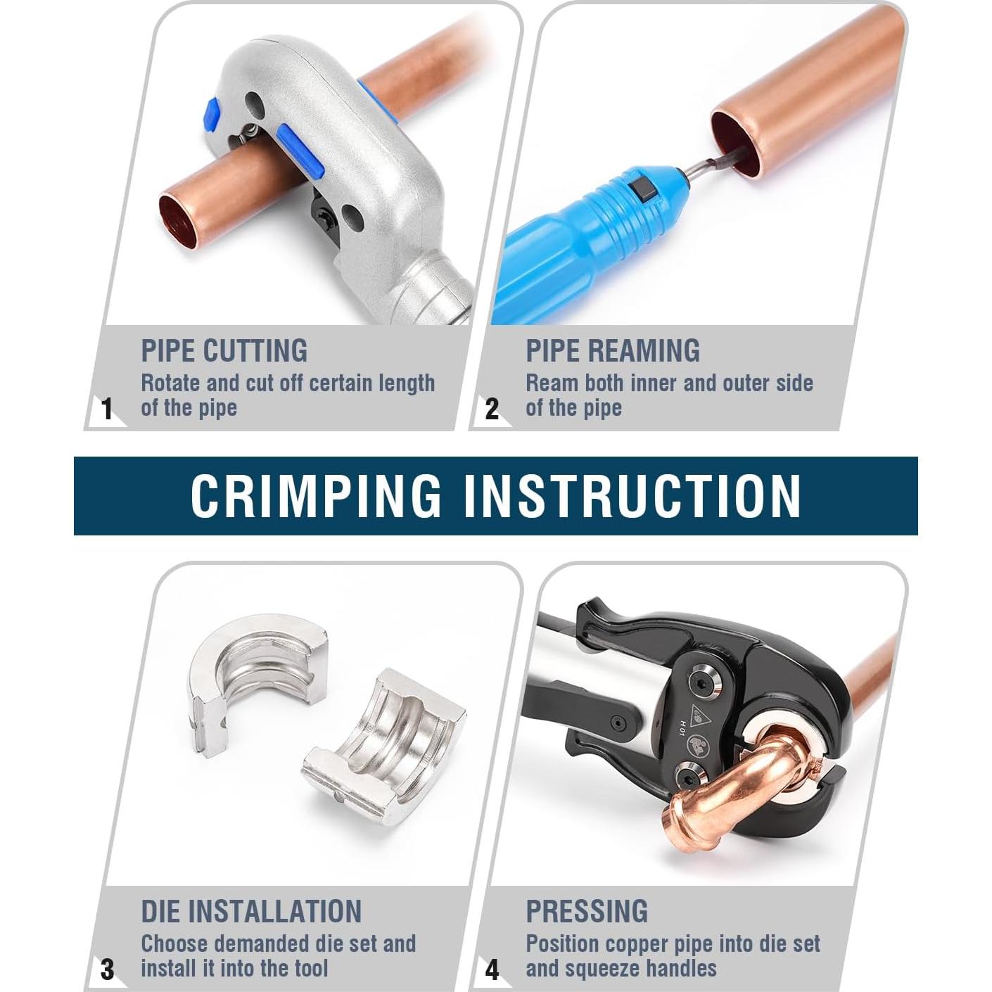 Juego de herramientas de prensado CHANHYD para tubos de cobre