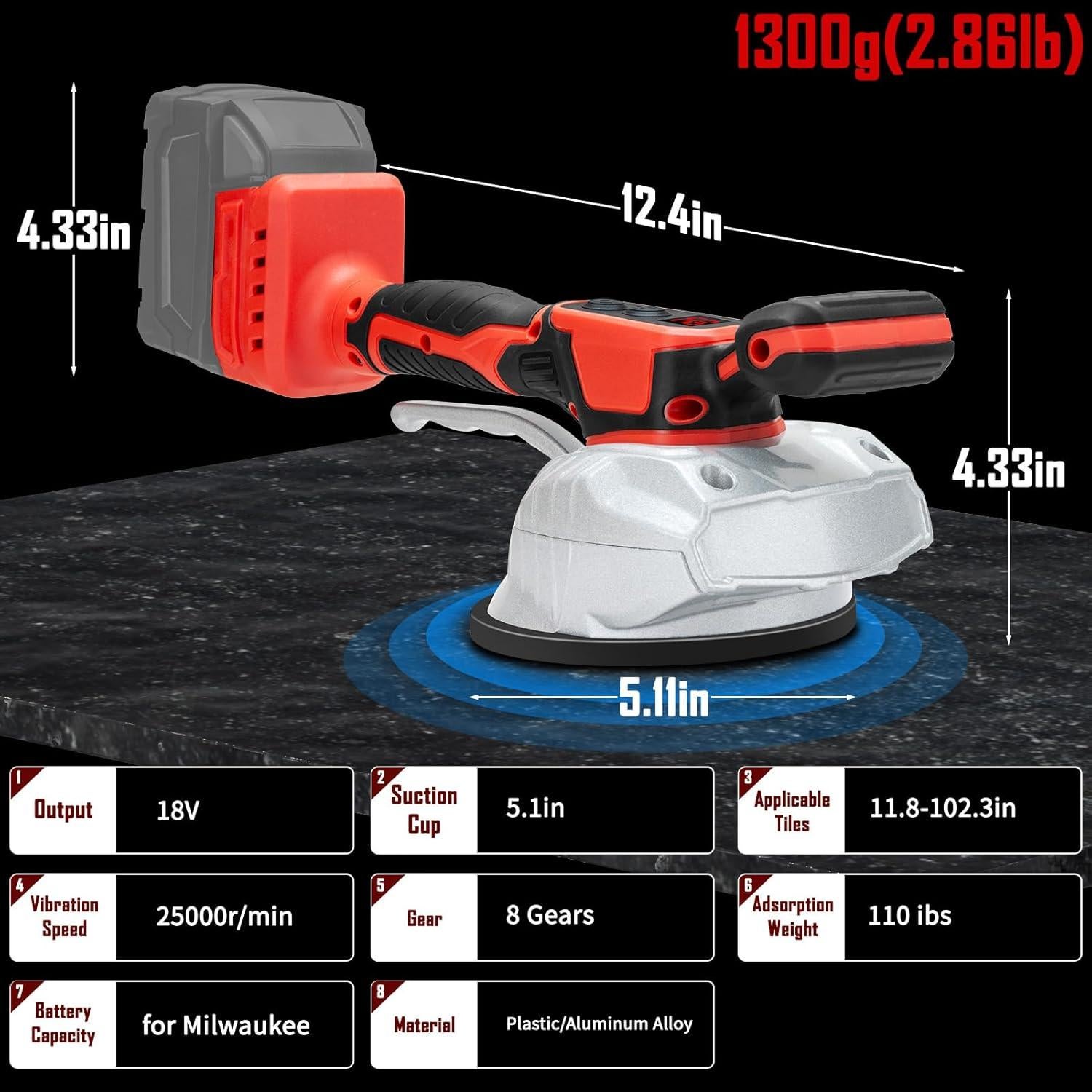 Máquina Vibradora Inalámbrica EXORM 18V para Azulejos
