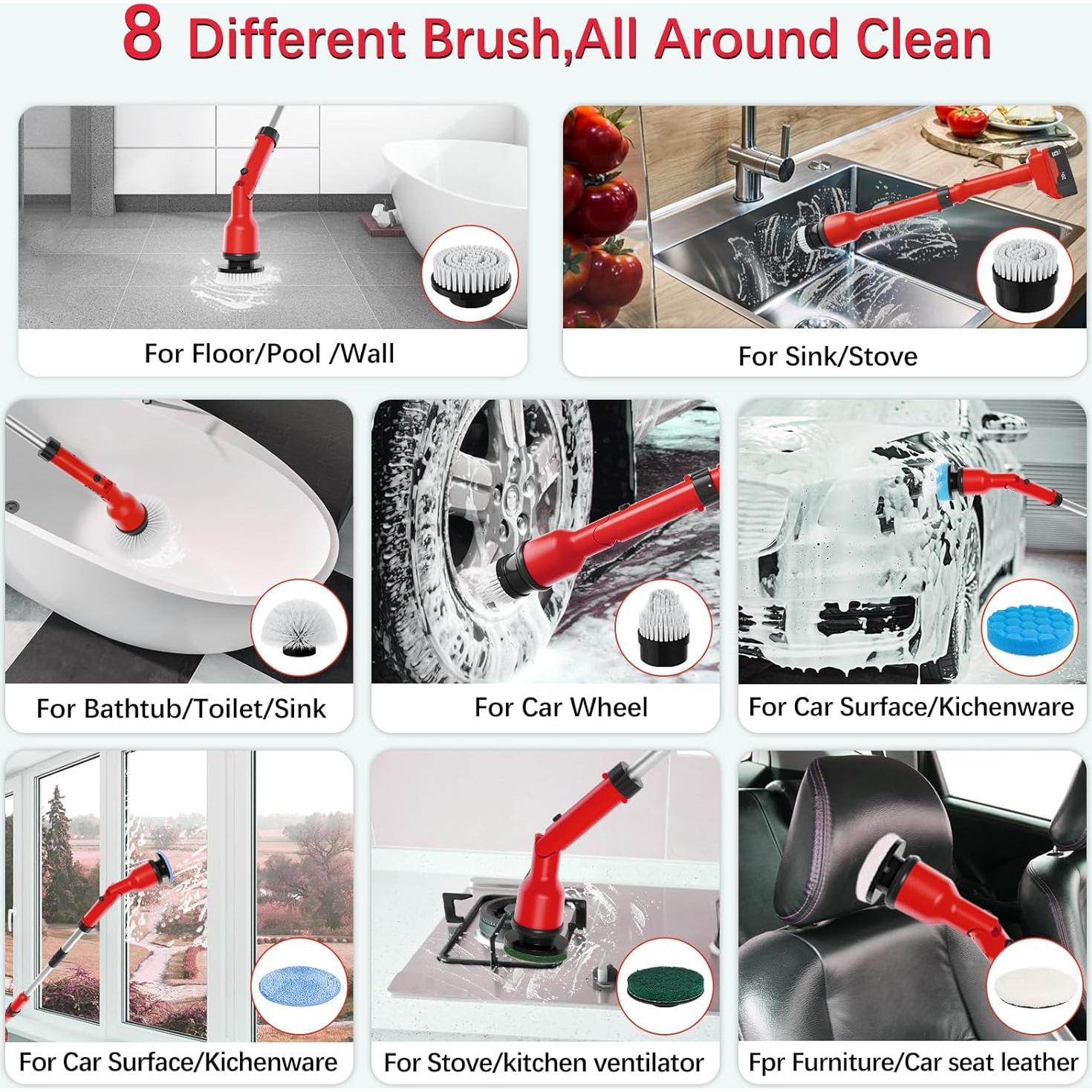 Cepillo Eléctrico Giratorio ThagBrco 8 en 1 1000 RPM