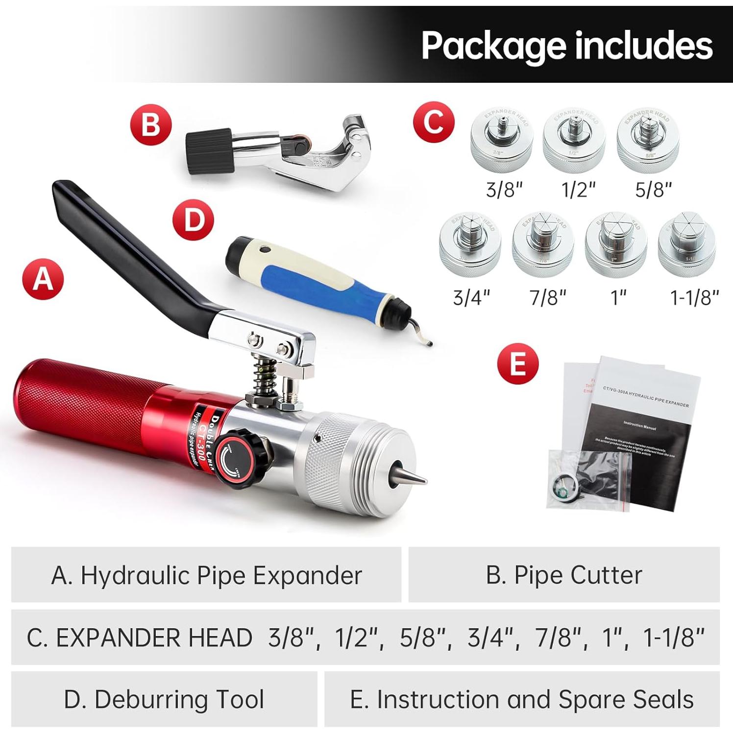 Kit de herramientas de expansión de tubos HVAC DOUBLE CHEN 3-1-8 cm