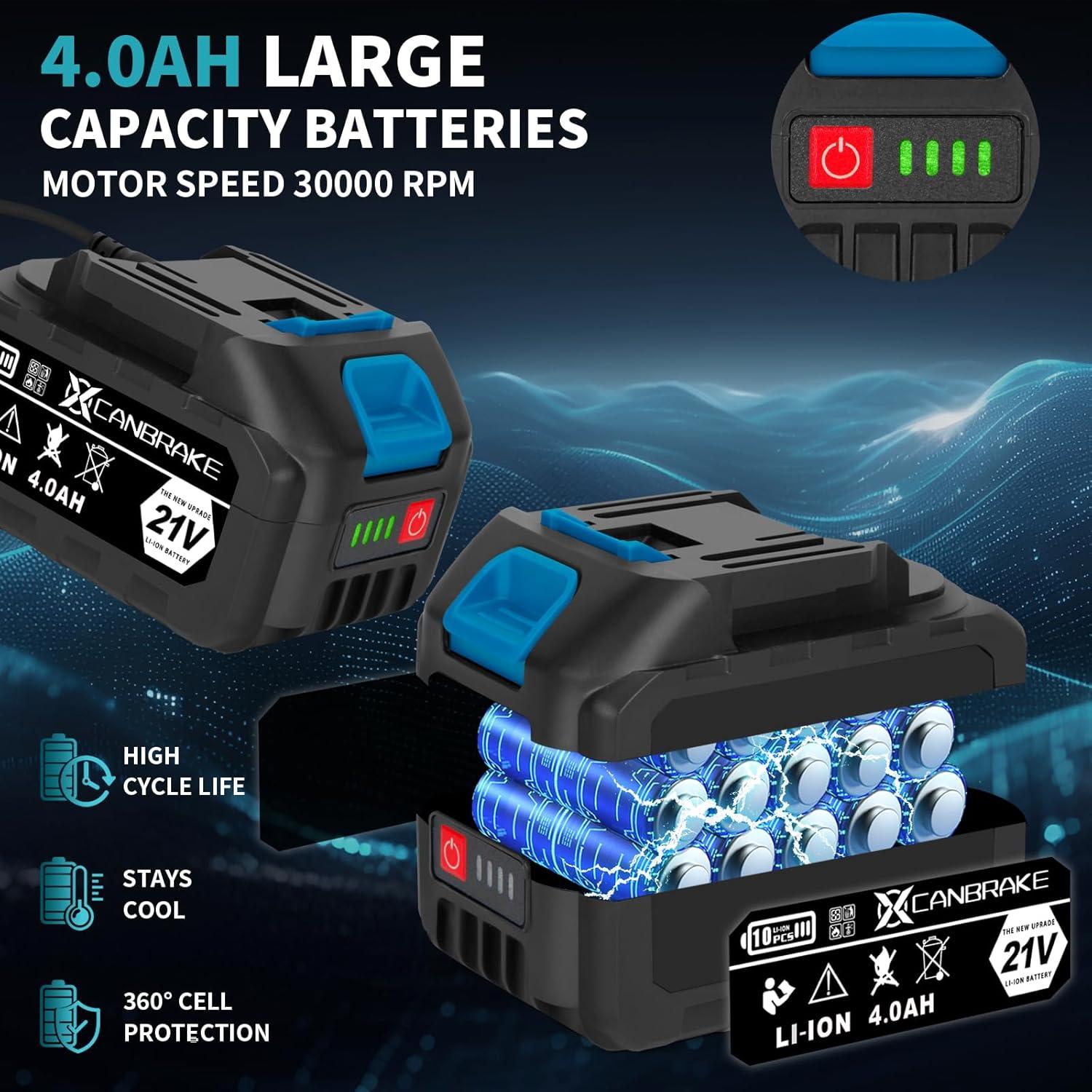 Fresadora de Madera Inalámbrica Canbrake 21V con 20 Puntas