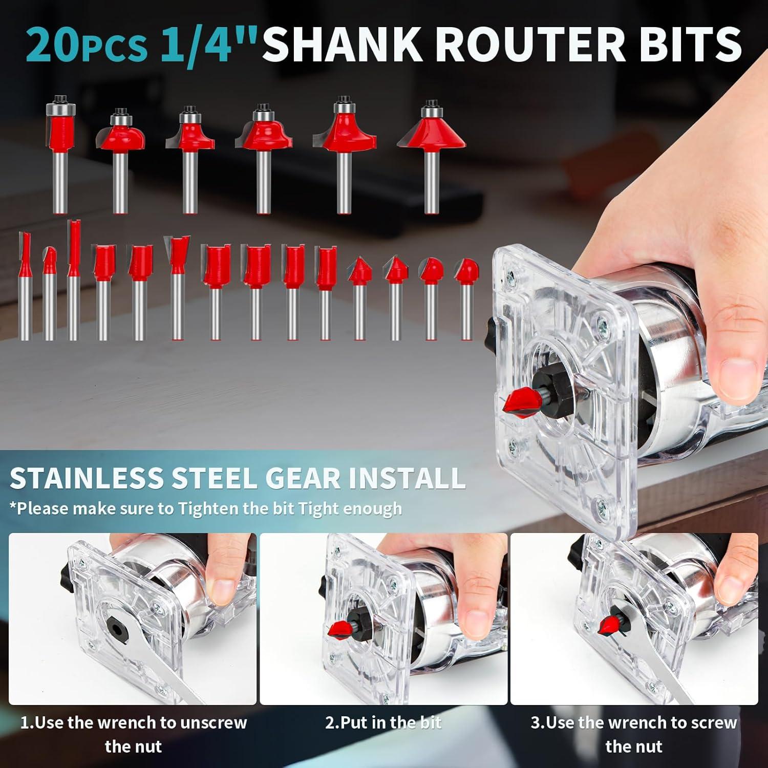 Fresadora de Madera Inalámbrica Canbrake 21V con 20 Puntas