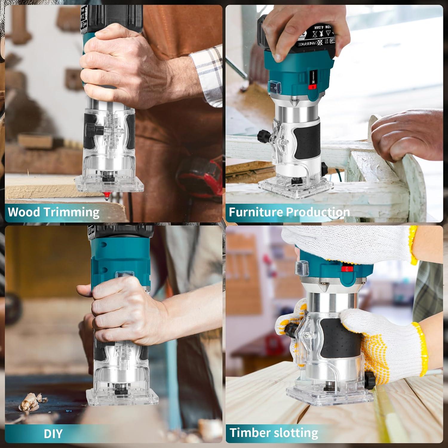 Fresadora de Madera Inalámbrica Canbrake 21V con 20 Puntas