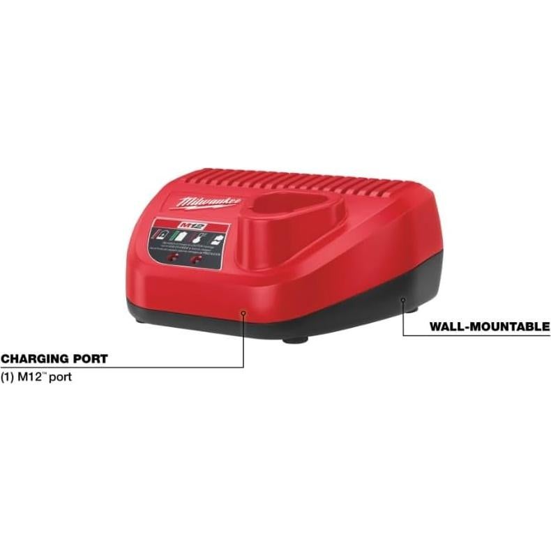 Cargador de Batería Milwaukee 12V Li-Ion 30 min compacto