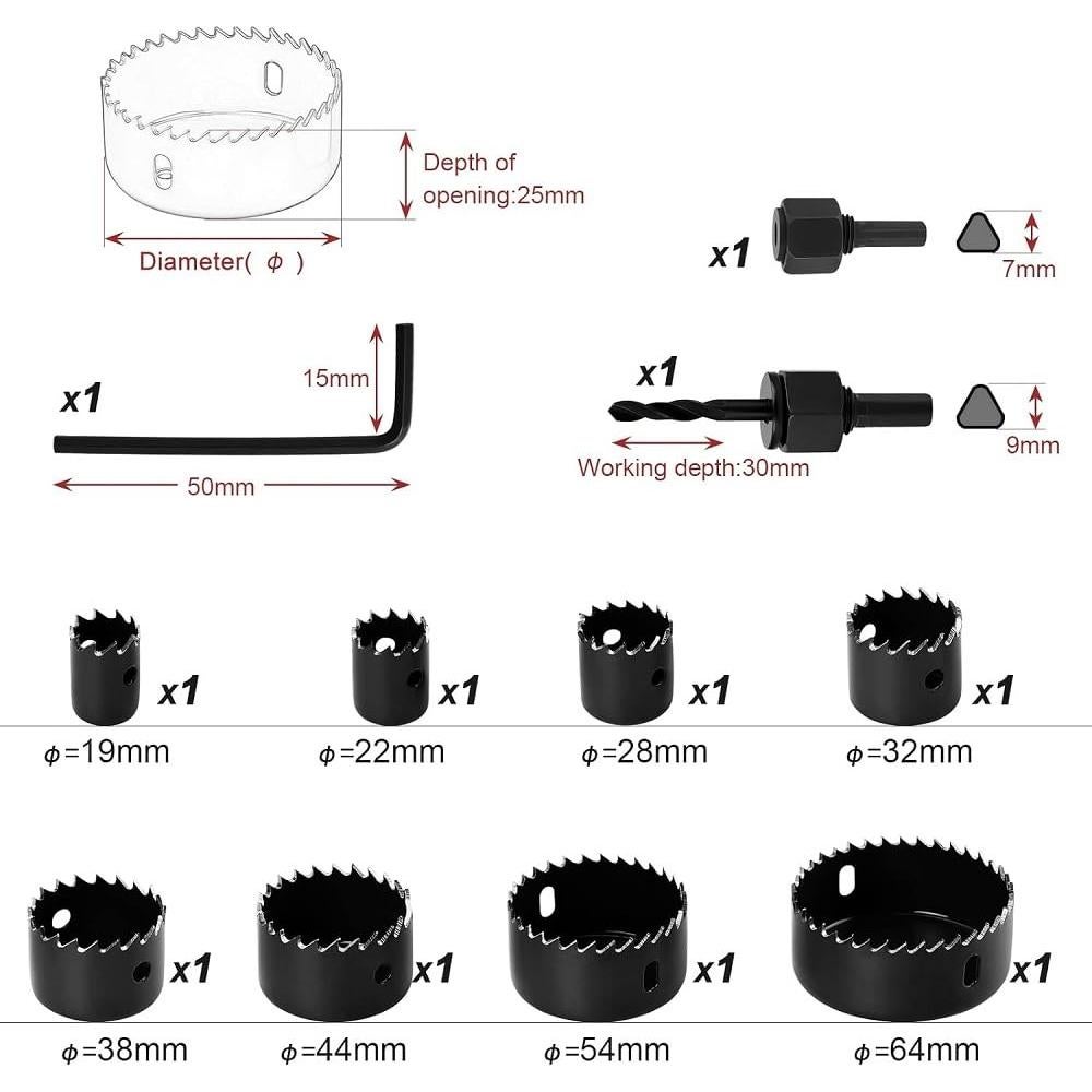 Juego de Sierras de Corona Fixinus 11 Piezas 19-64mm