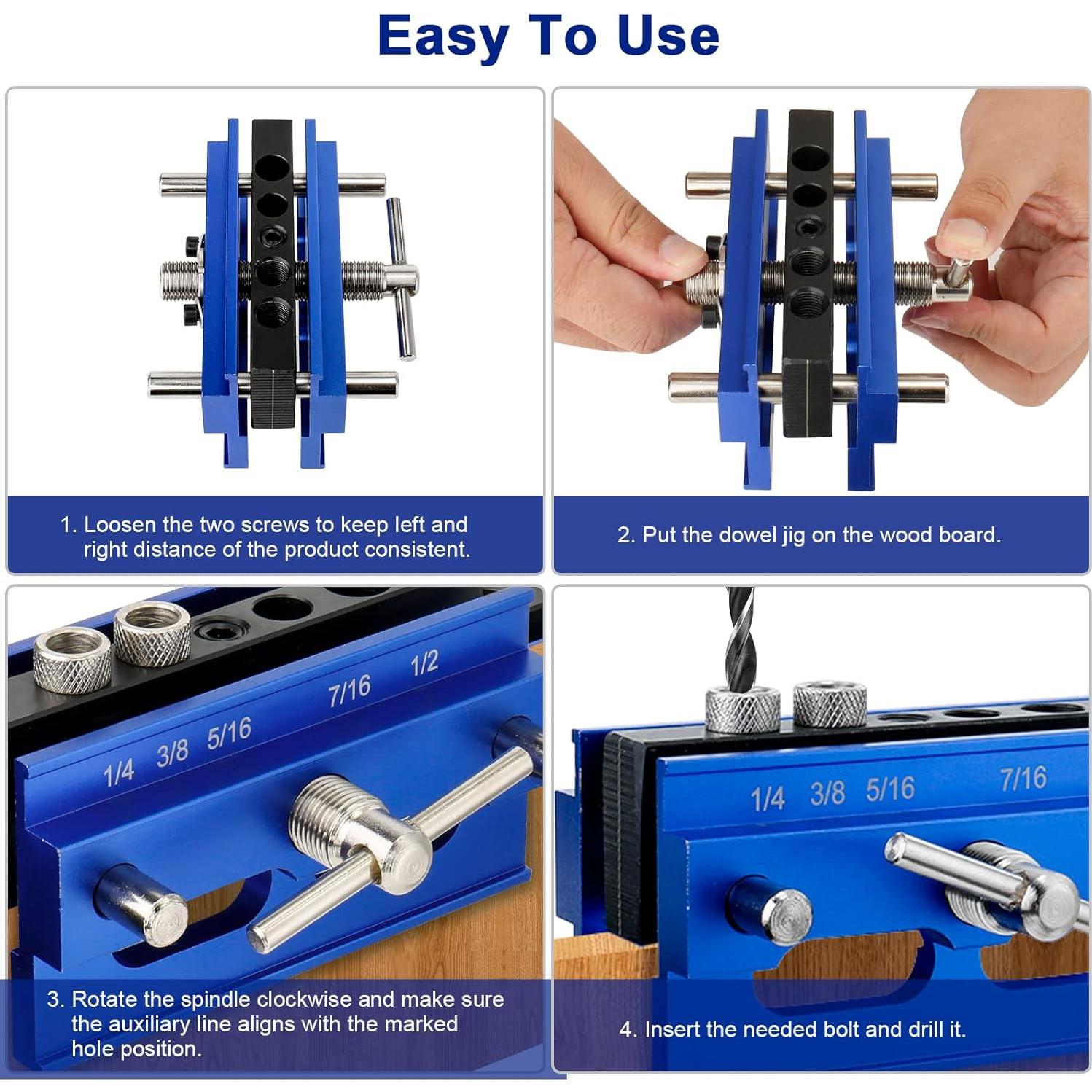 Plantilla Dowel Autocentrante Lieberwell con 3 Brocas y 6 Manguitos