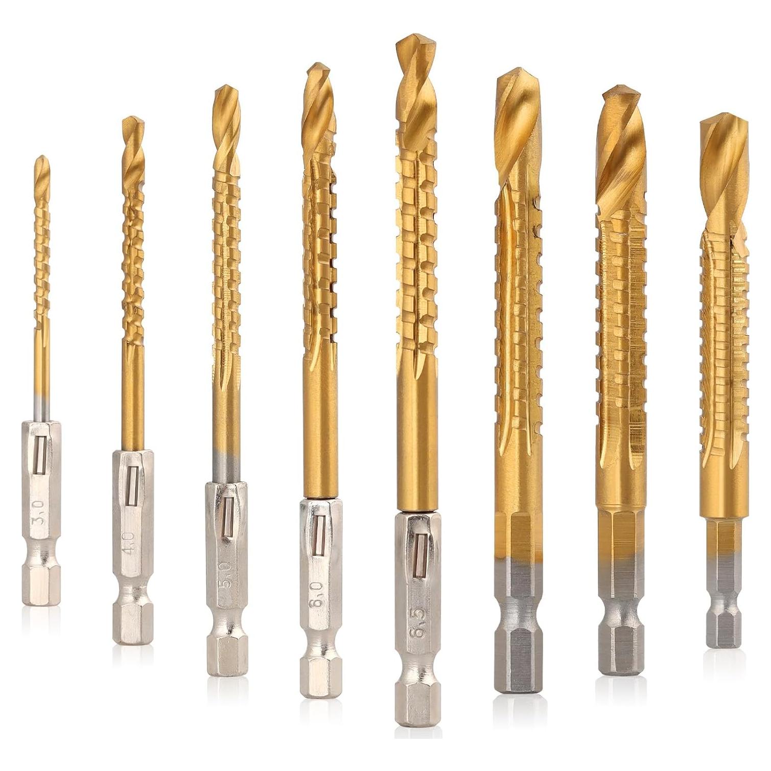 Juego de Brocas HSS Titanio AOKLIT 3-10mm 8 Piezas