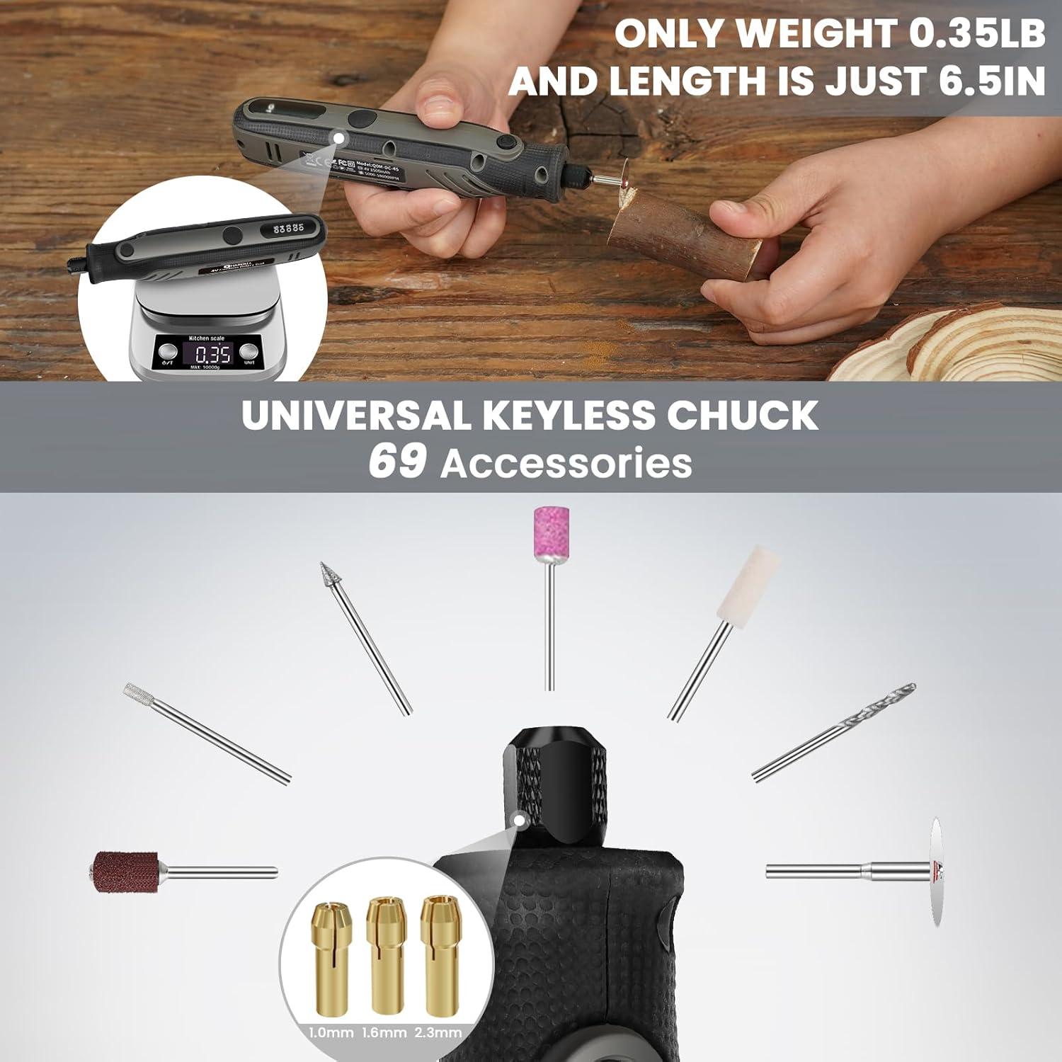 Herramienta Rotativa Inalámbrica HARDELL 4V 69 Accesorios