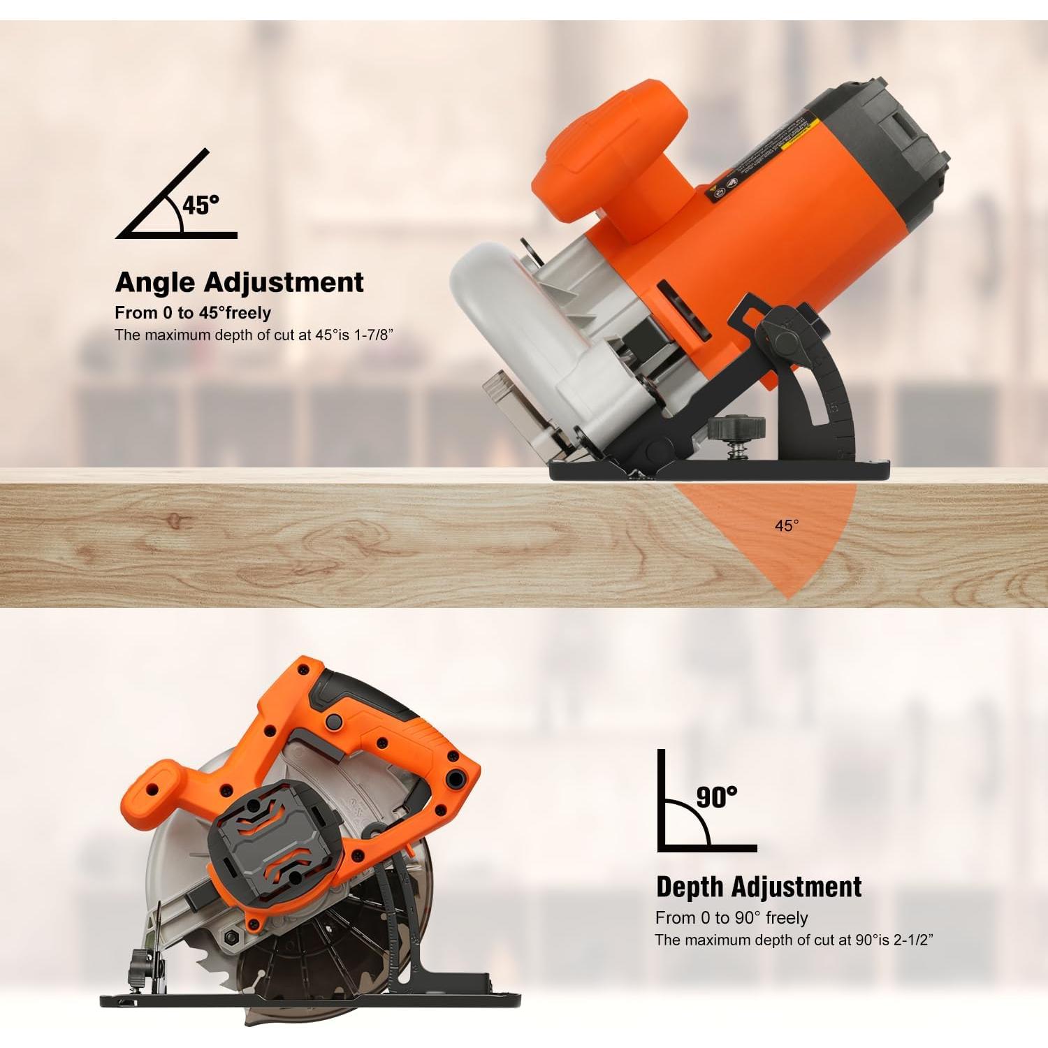 Sierra Circular Eléctrica Yunirvana 11A 6000RPM 18.42cm