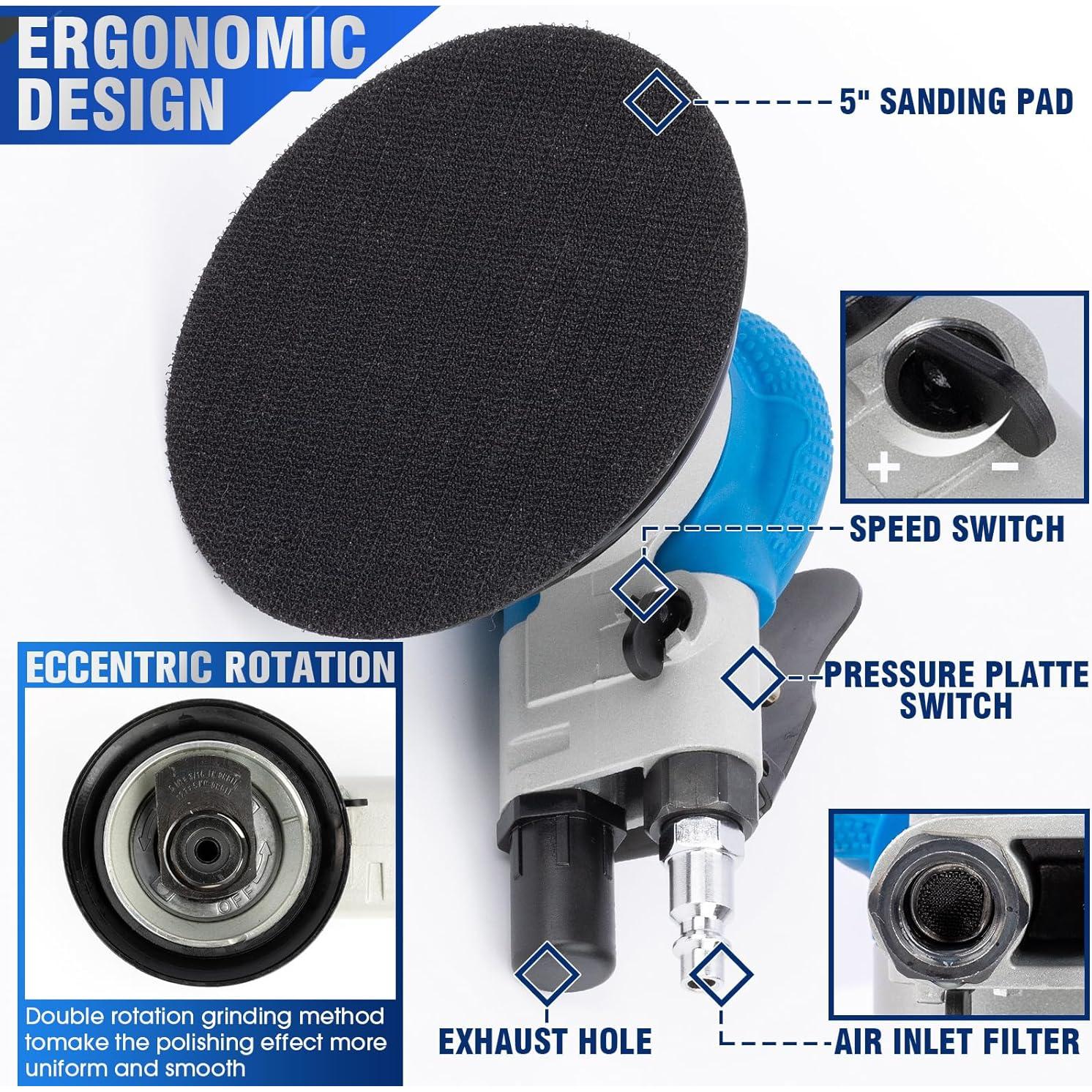 Lijadora de Aire KUIMIT 12,7 cm Doble Acción con Kit