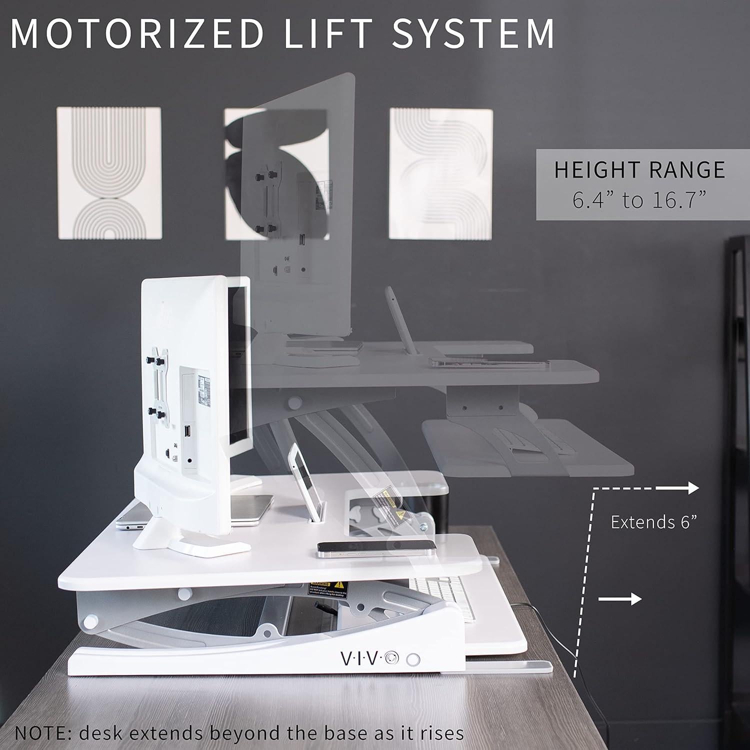 Escritorio Elevable Eléctrico VIVO 106 cm Blanco Ajustable