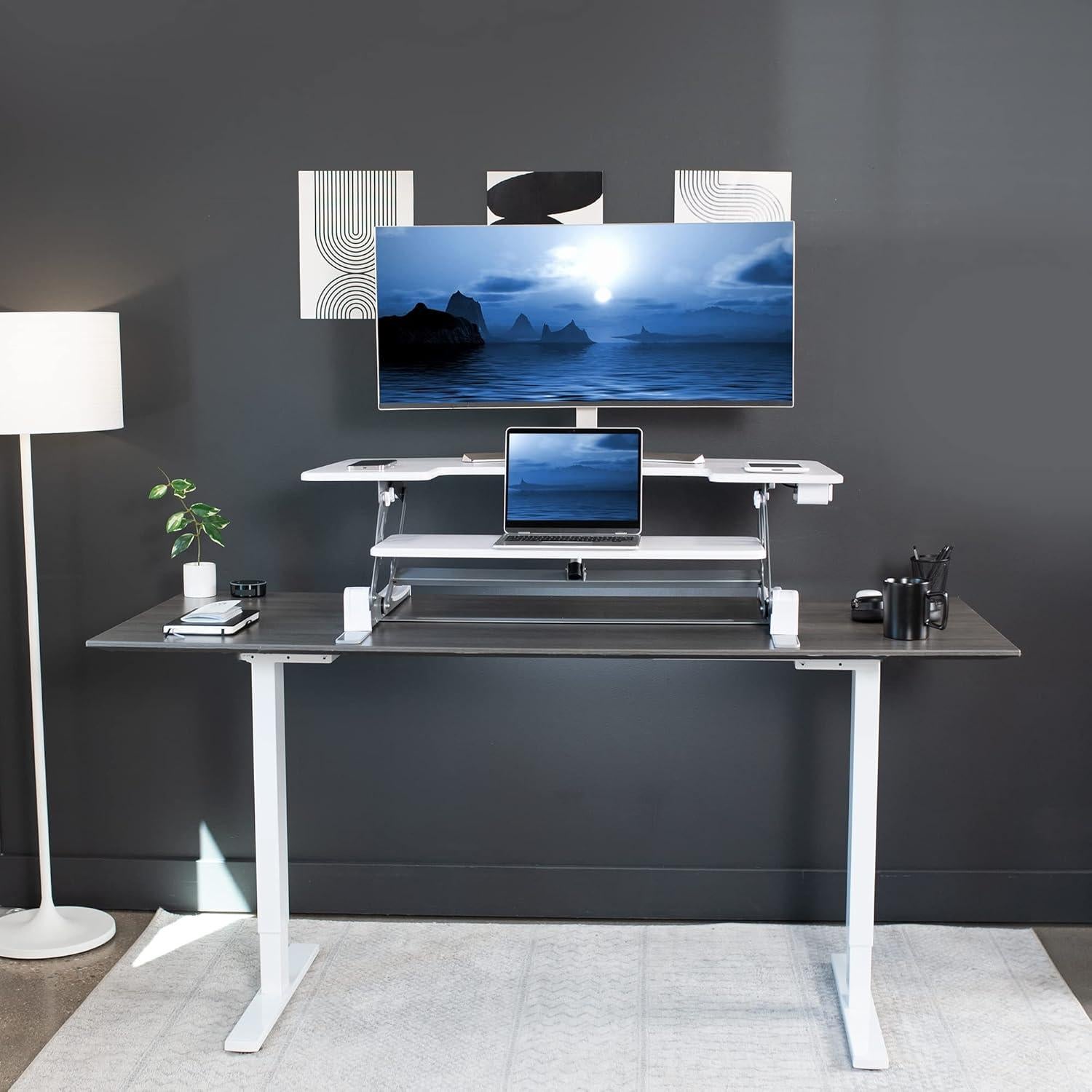 Escritorio Elevable Eléctrico VIVO 106 cm Blanco Ajustable