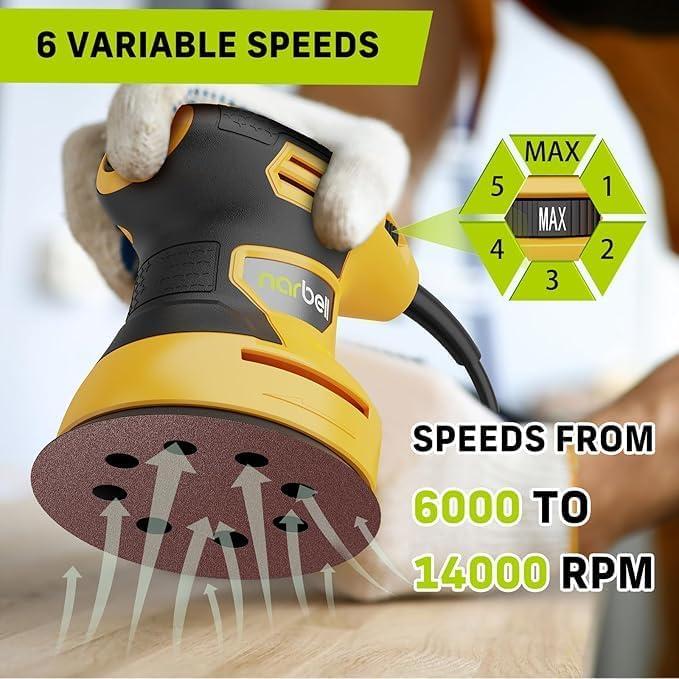 Lijadora Orbital Narbell NT05004 380W 6 Velocidades 12,7cm