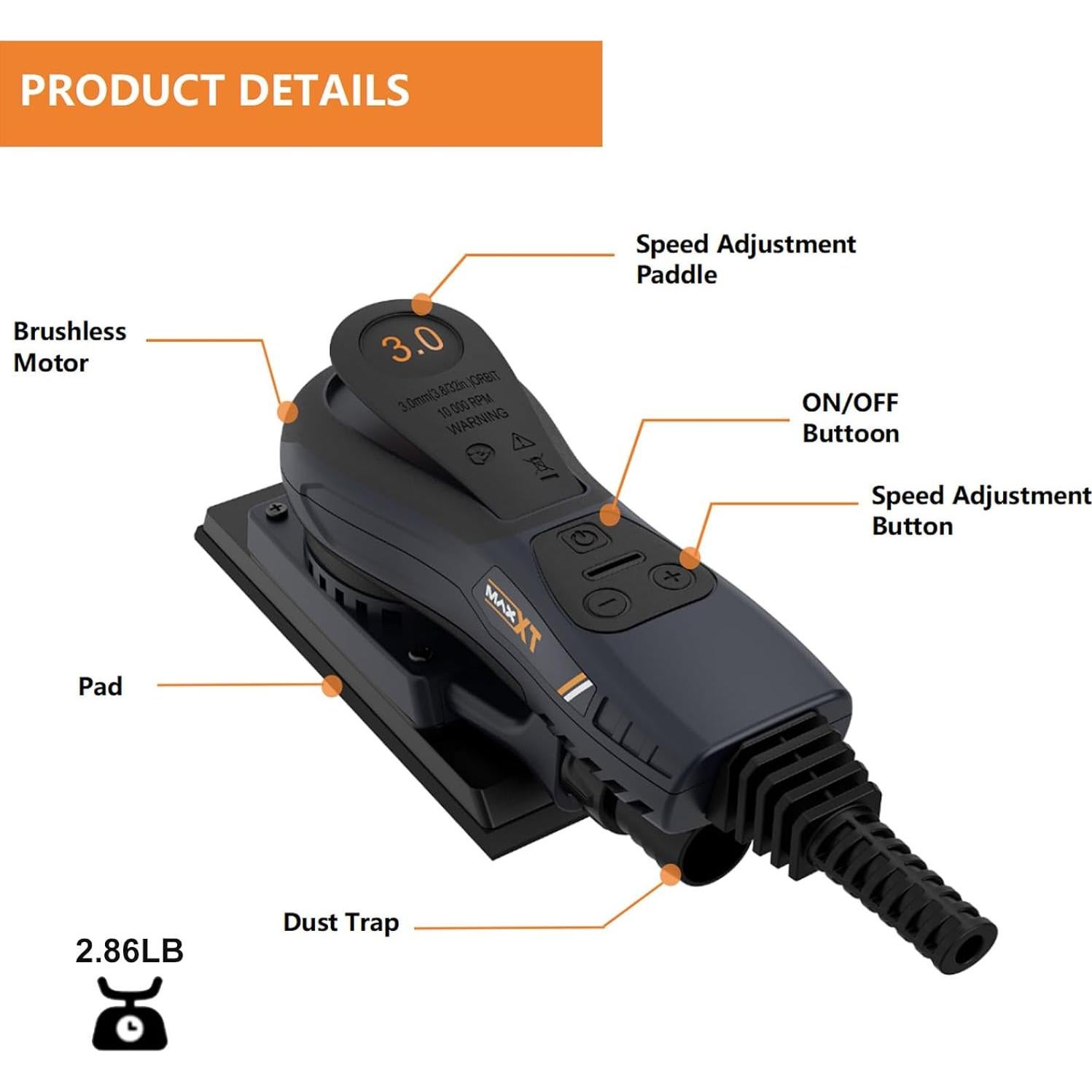 Lijadora de Planchas MAXXT 350W 7 Velocidades 2.26kg
