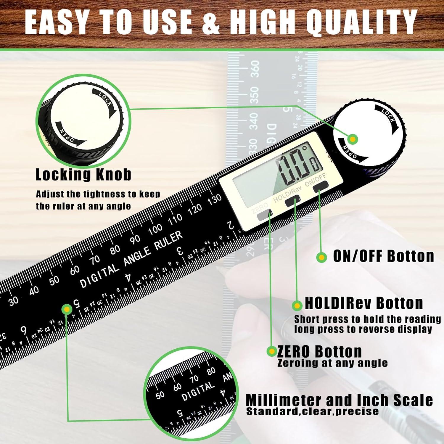 Buscador de Ángulos PDDYIER 2 en 1 Digital 17.78 cm