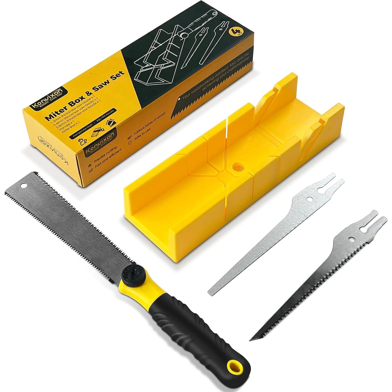 Juego de caja de inglete y sierra Konvixon 4 piezas 30.48 cm