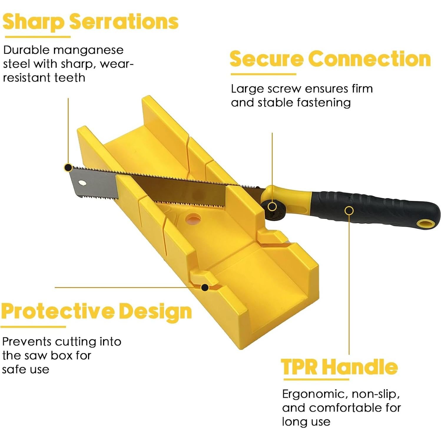 Juego de caja de inglete y sierra Konvixon 4 piezas 30.48 cm